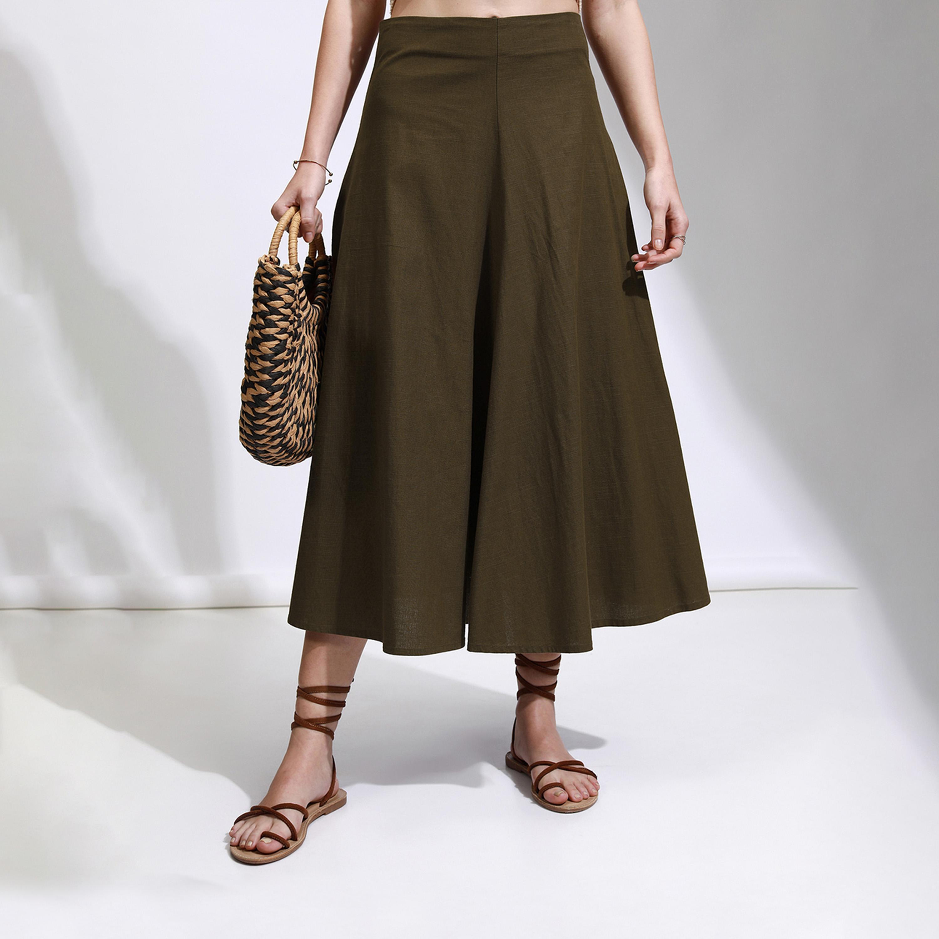 طوكيو توكيز ستايلي - تنورة متوسطة الطول واسعة بتصميم A وخصر مرتفع-women-clothing-bottoms-skirts-image-1