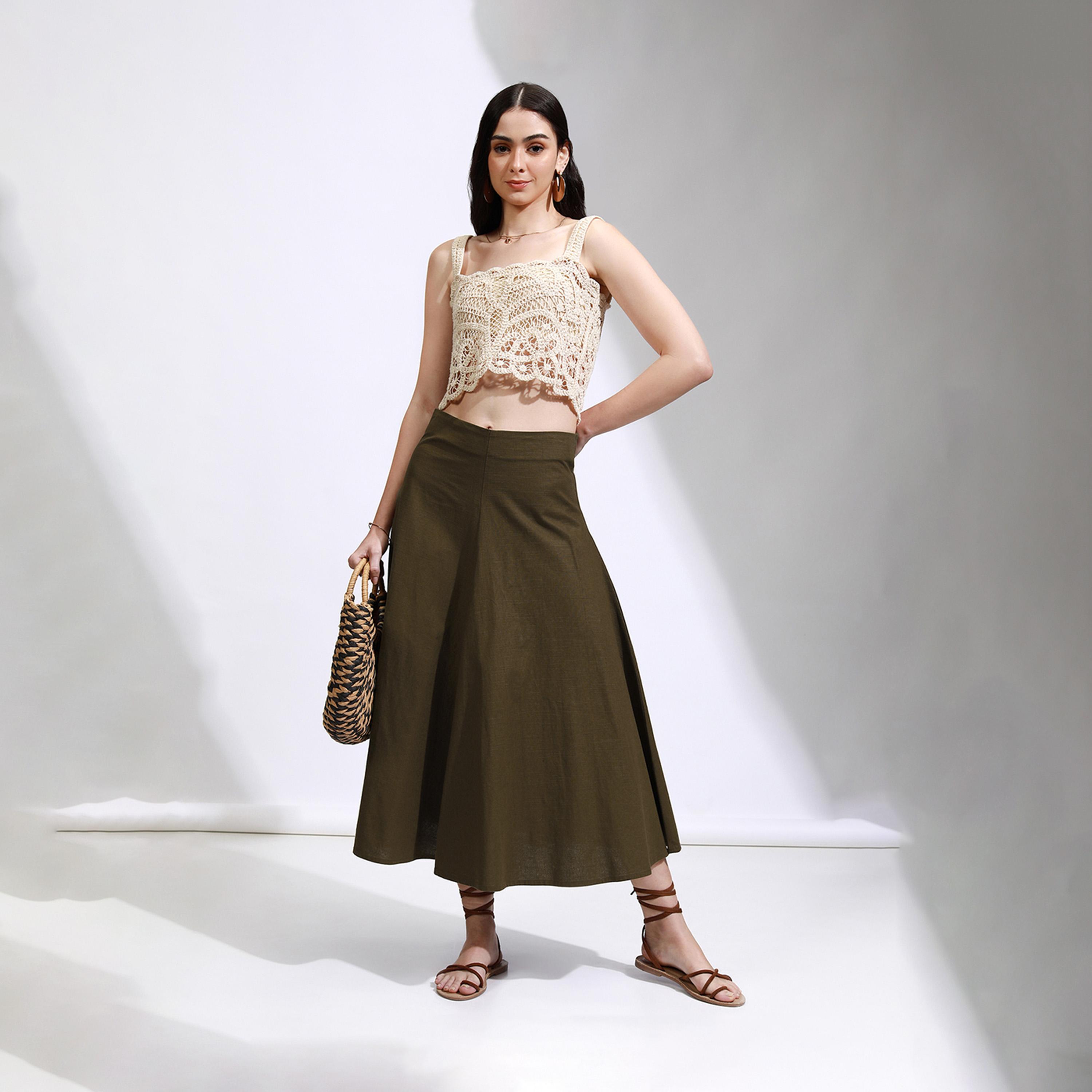 Tokyo Talkies X Styli Solid High Rise A-Line Flared Midi Skirt-women-clothing-bottoms-skirts-image-2