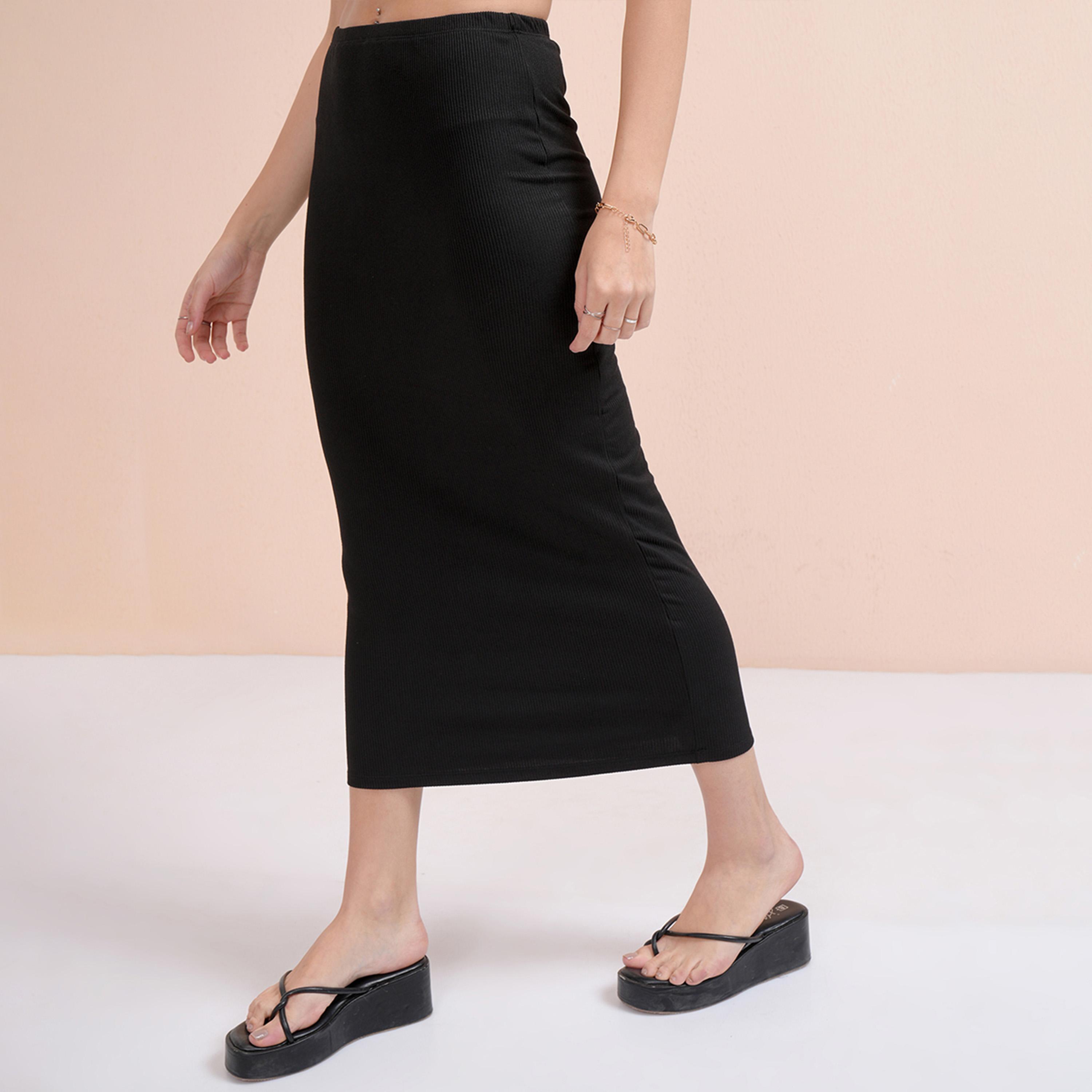 Tokyo Talkies X Styli Mid Rise Ribbed Bodycon Midi Skirt-women-clothing-bottoms-skirts-image-1