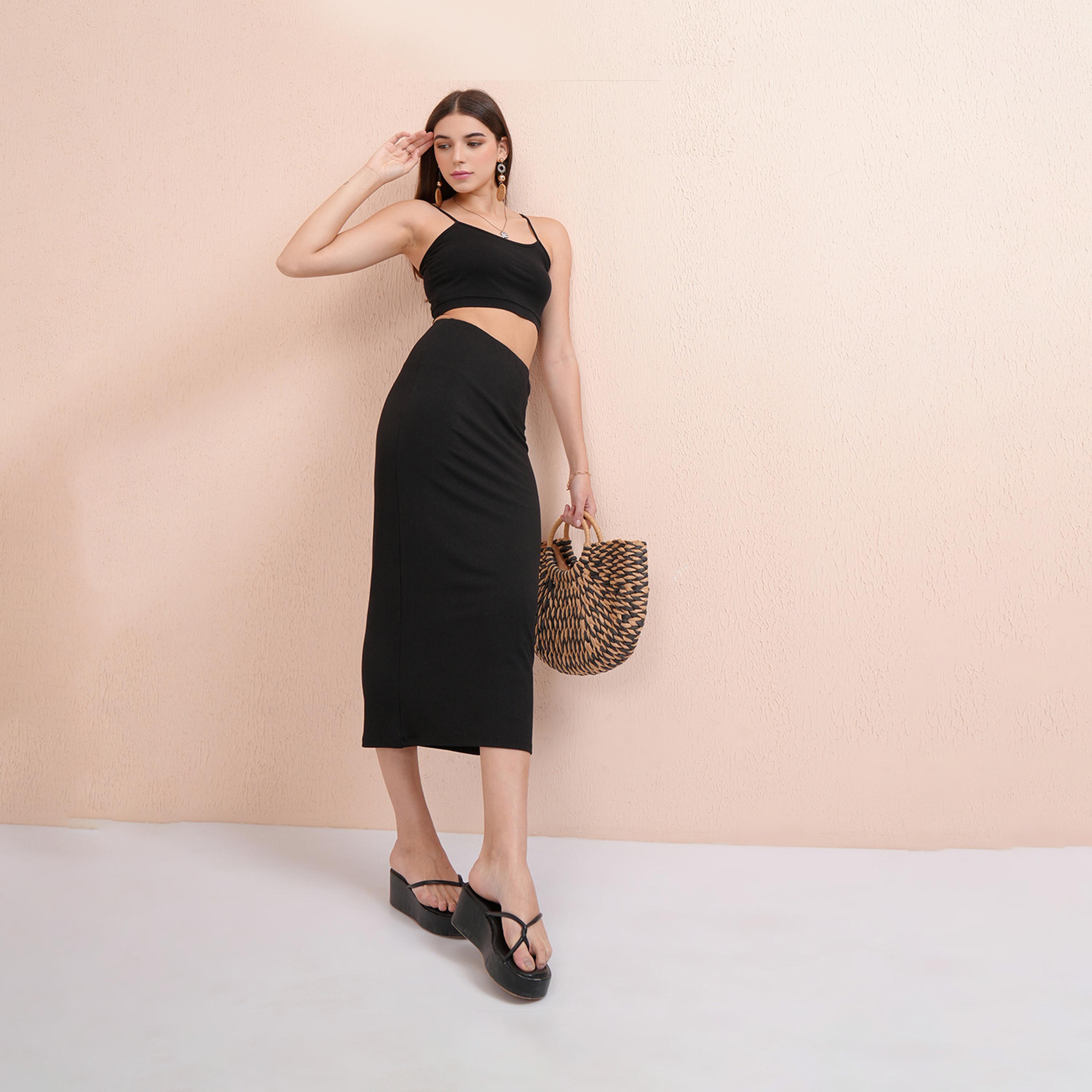 Tokyo Talkies X Styli Mid Rise Ribbed Bodycon Midi Skirt-women-clothing-bottoms-skirts-image-2