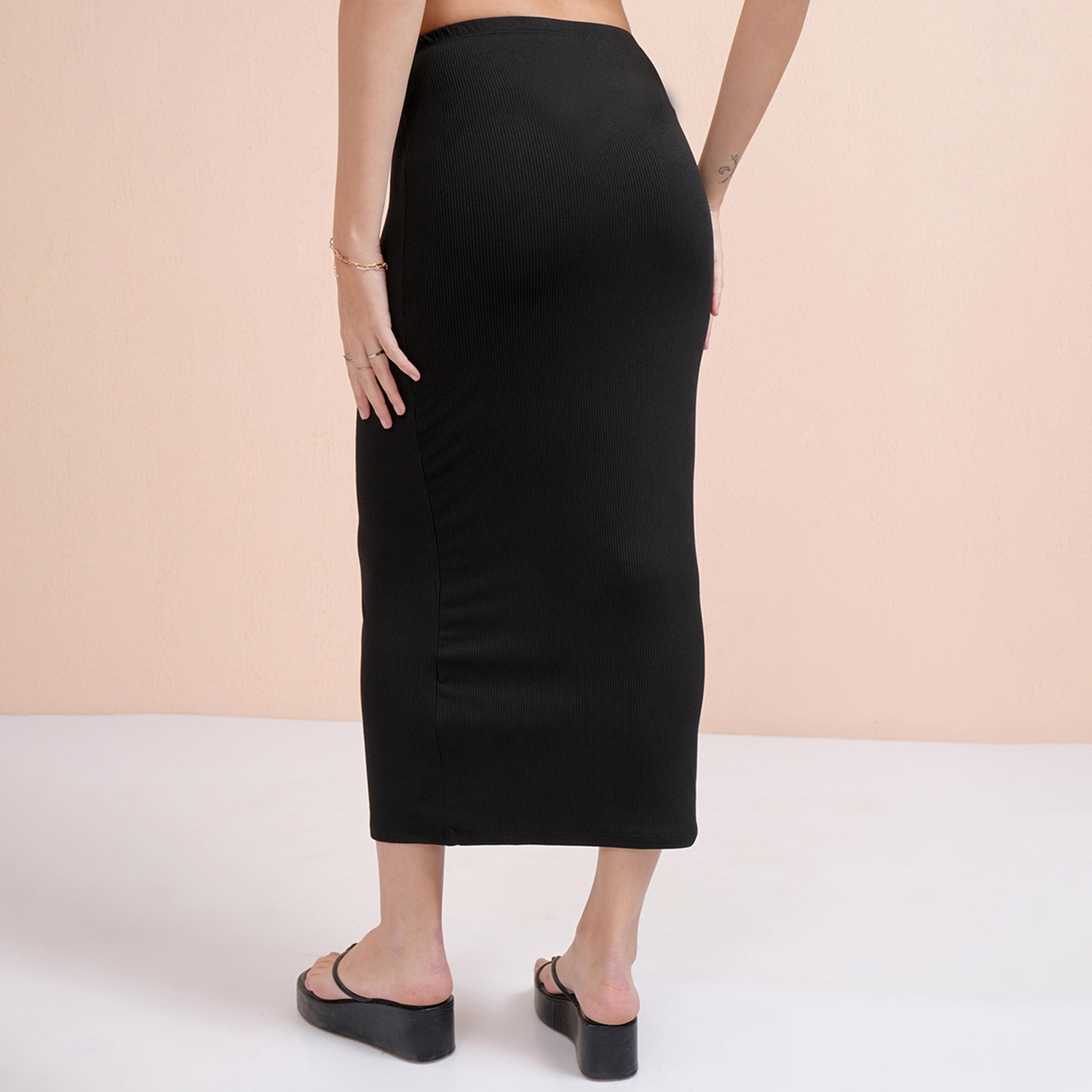 طوكيو توكيز ستايلي - تنورة متوسطة الارتفاع ذات تصميم ضيق ومضلع-women-clothing-bottoms-skirts-image-5