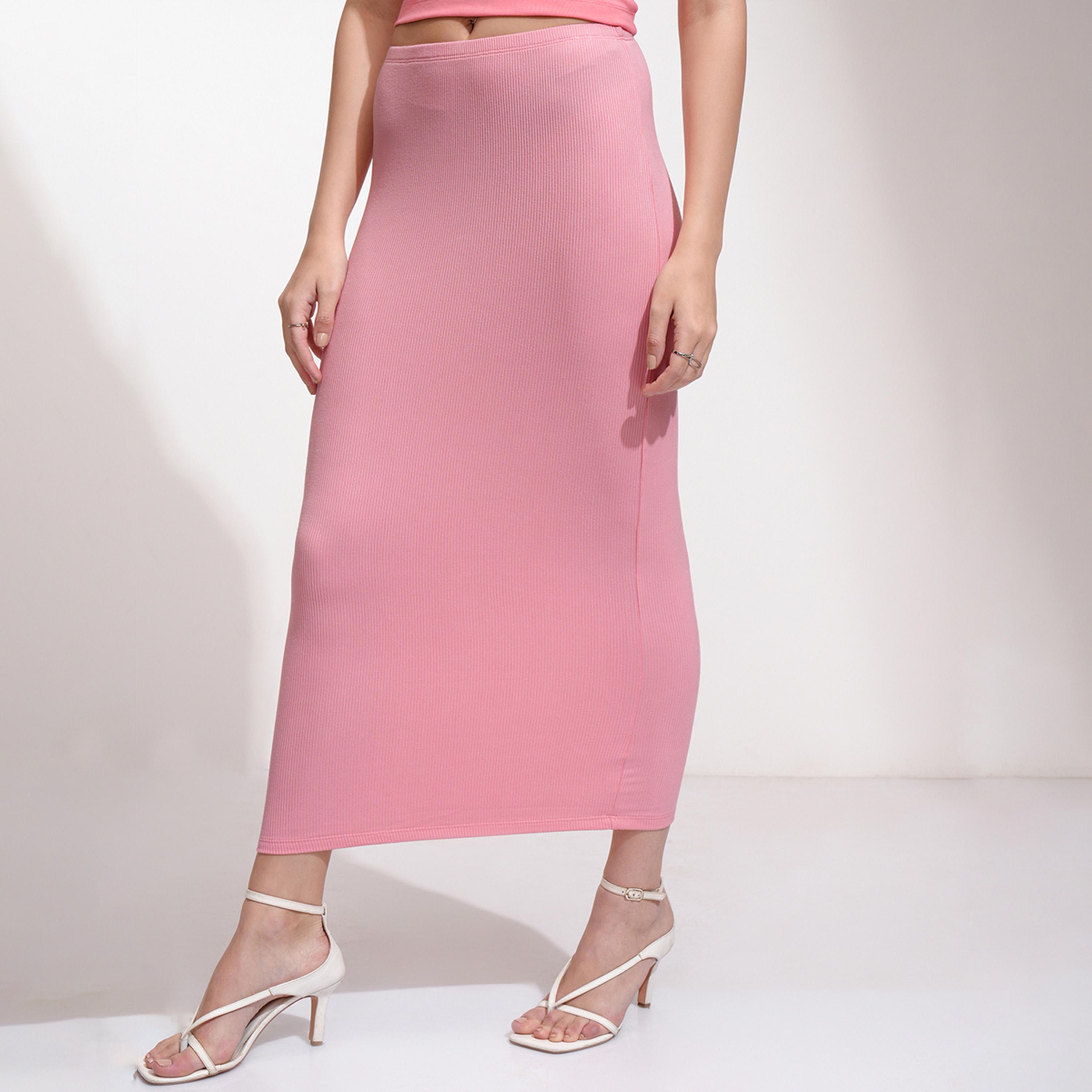 طوكيو توكيز ستايلي - تنورة متوسطة الارتفاع ذات تصميم ضيق ومضلع-women-clothing-bottoms-skirts-image-3