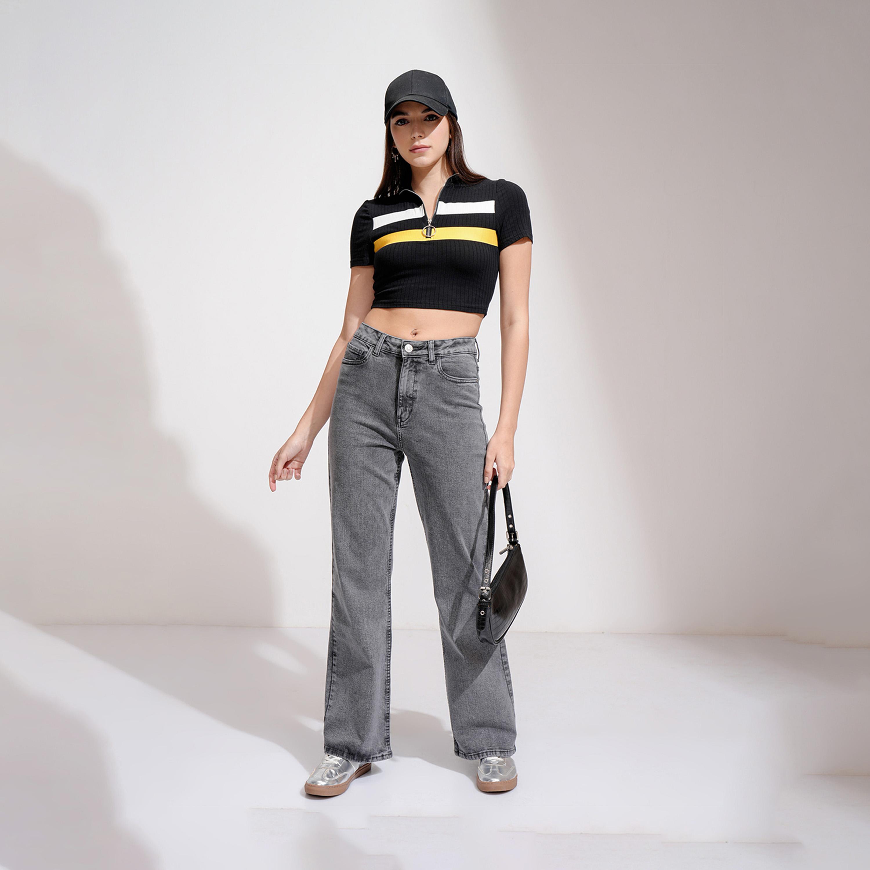 طوكيو توكيز ستايلي - جينز مطاطي باهت وواسع بخصر متوسط الارتفاع-women-clothing-bottoms-jeans-image-2