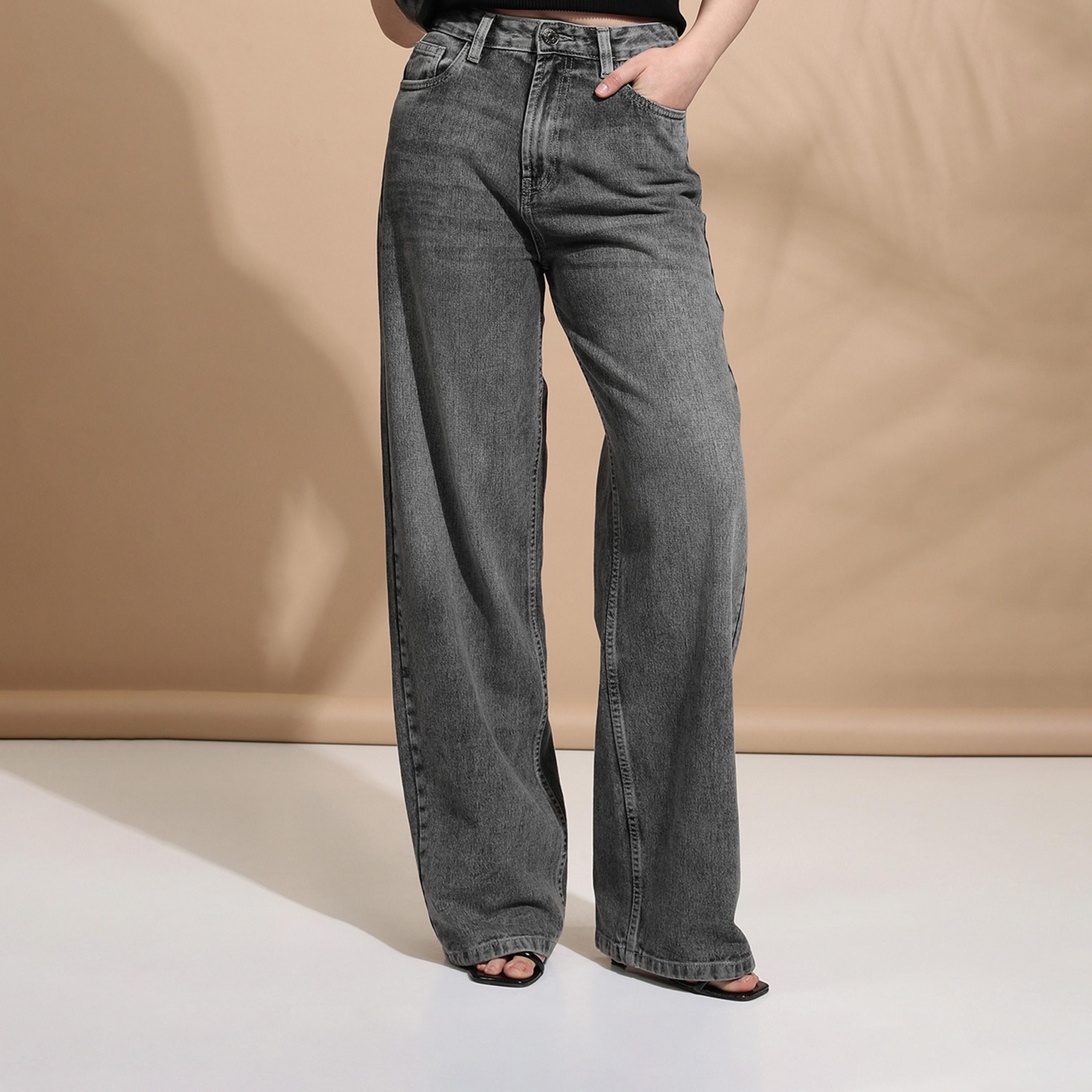 طوكيو توكيز ستايلي - جينز بخصر متوسط الارتفاع بقصّة مستقيمة وباهت-women-clothing-bottoms-jeans-image-1