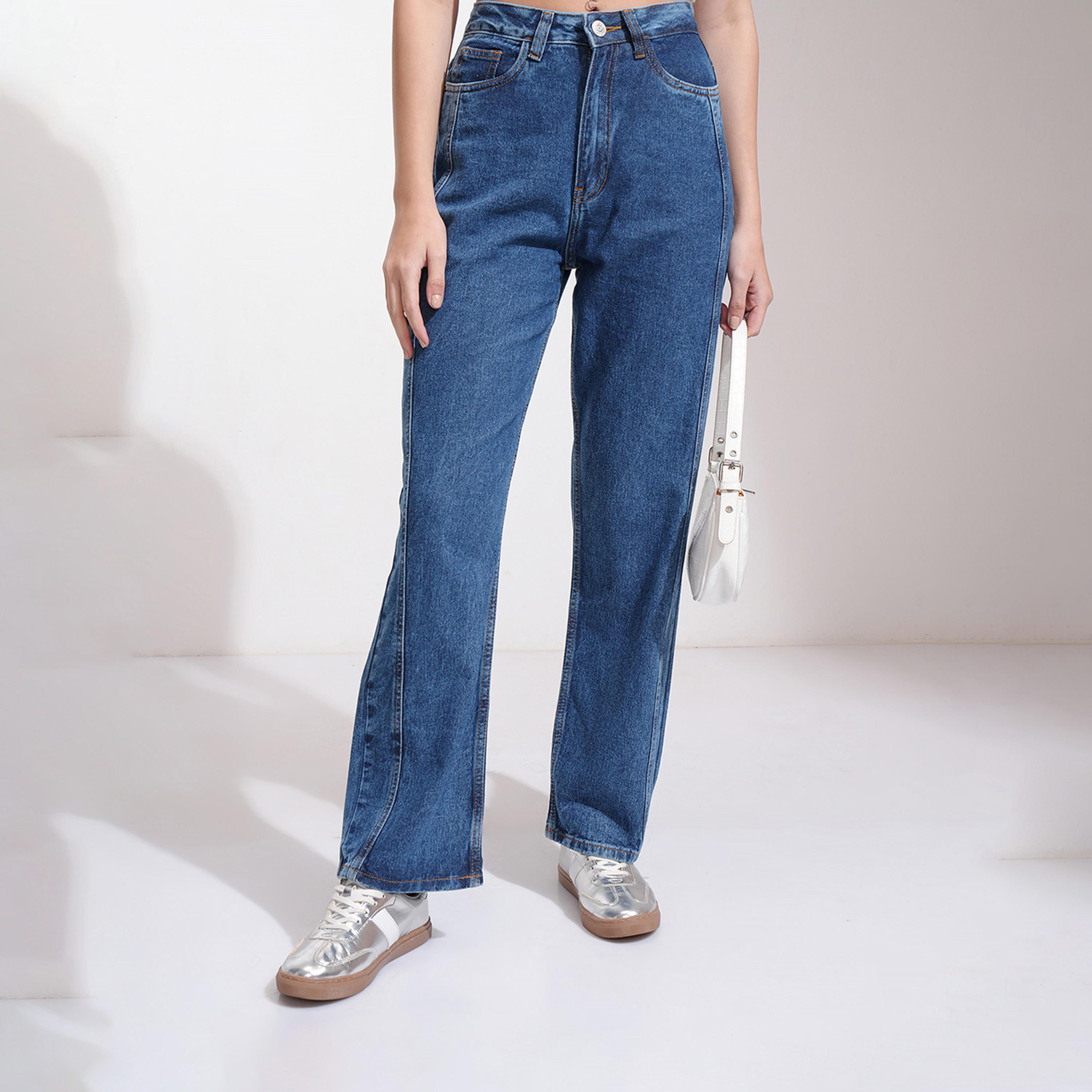 طوكيو توكيز ستايلي - بنطال جينز مستقيم بخصر متوسط الارتفاع-women-clothing-bottoms-jeans-image-1