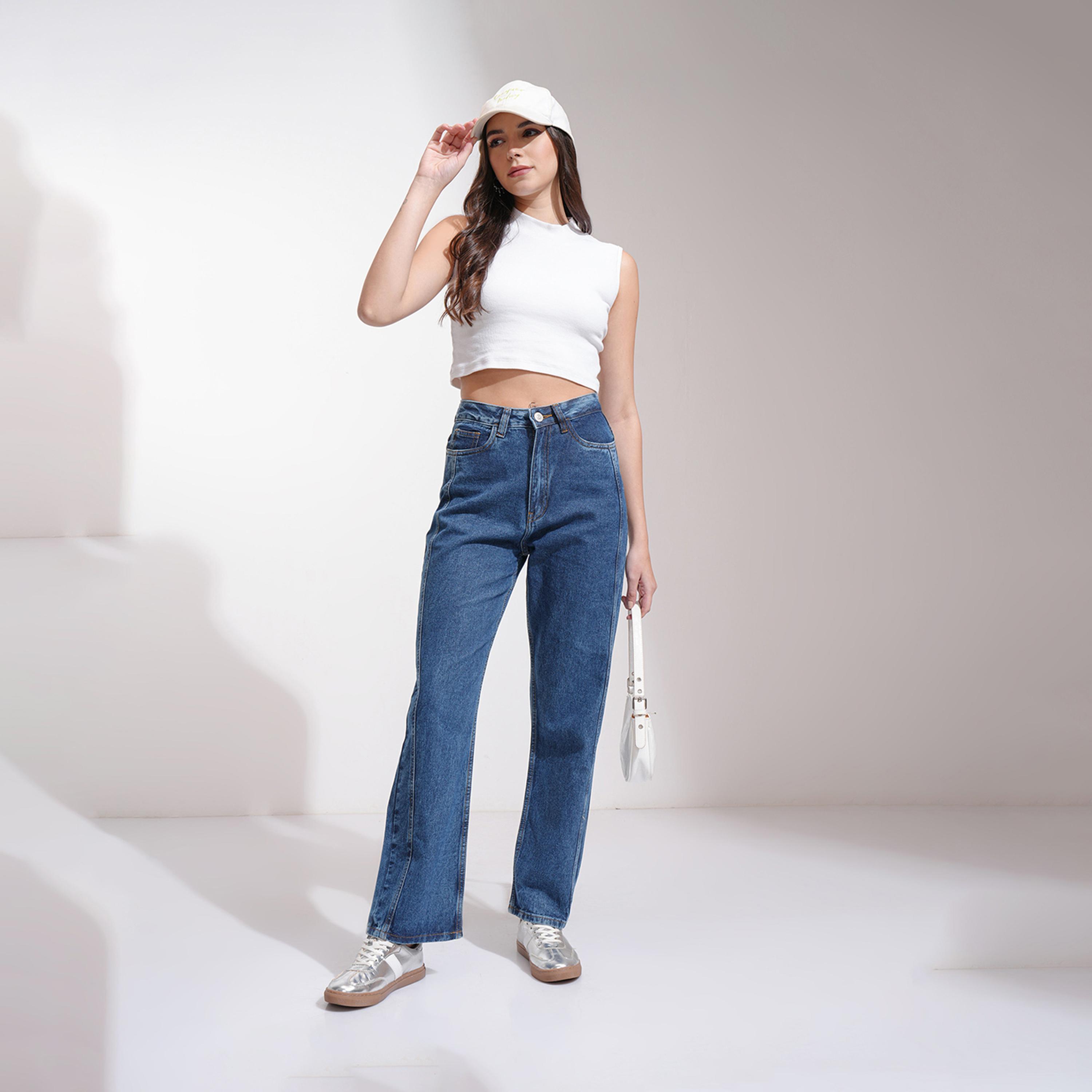 طوكيو توكيز ستايلي - بنطال جينز مستقيم بخصر متوسط الارتفاع-women-clothing-bottoms-jeans-image-2