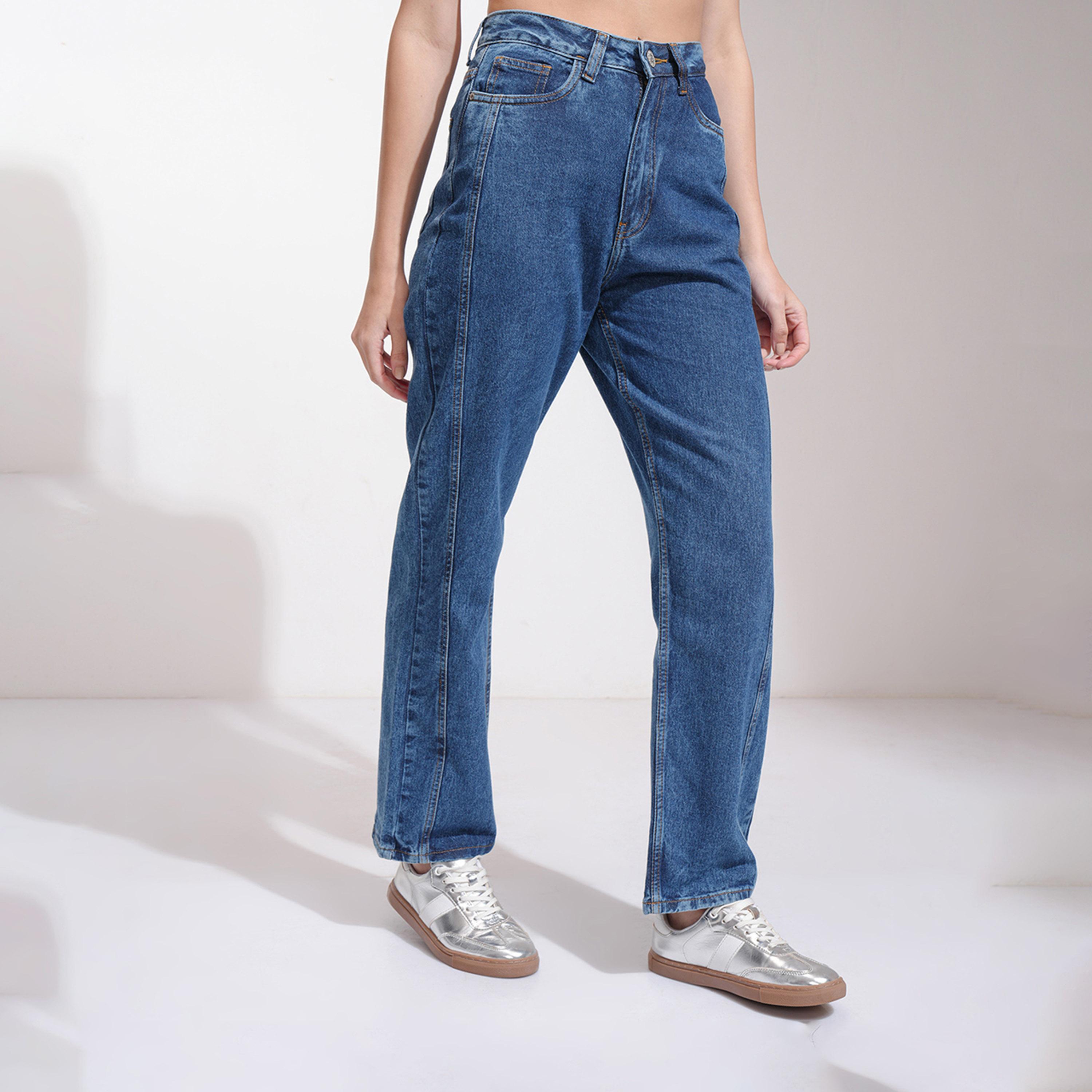 Tokyo Talkies X Styli Mid-Rise Straight Fit Faded Jeans-women-clothing-bottoms-jeans-image-3