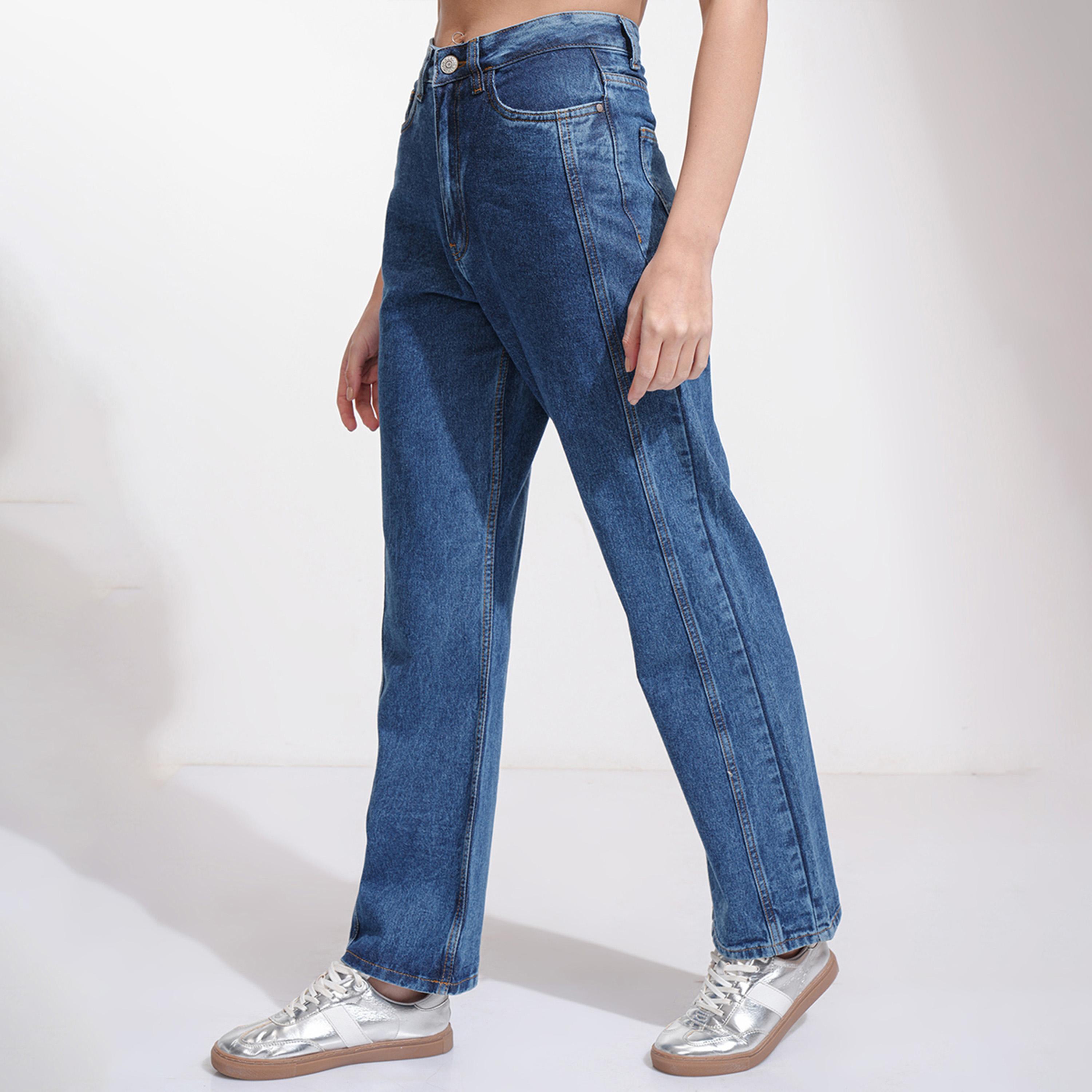 طوكيو توكيز ستايلي - بنطال جينز مستقيم بخصر متوسط الارتفاع-women-clothing-bottoms-jeans-image-4