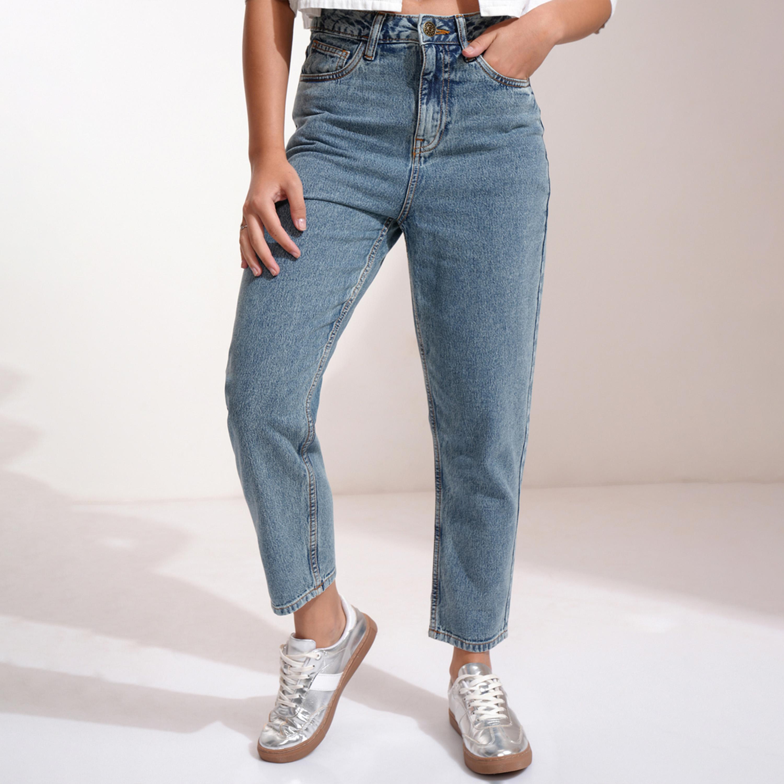 Tokyo Talkies X Styli Mid Rise Relaxed Fit Faded Jeans-women-clothing-bottoms-jeans-image-1