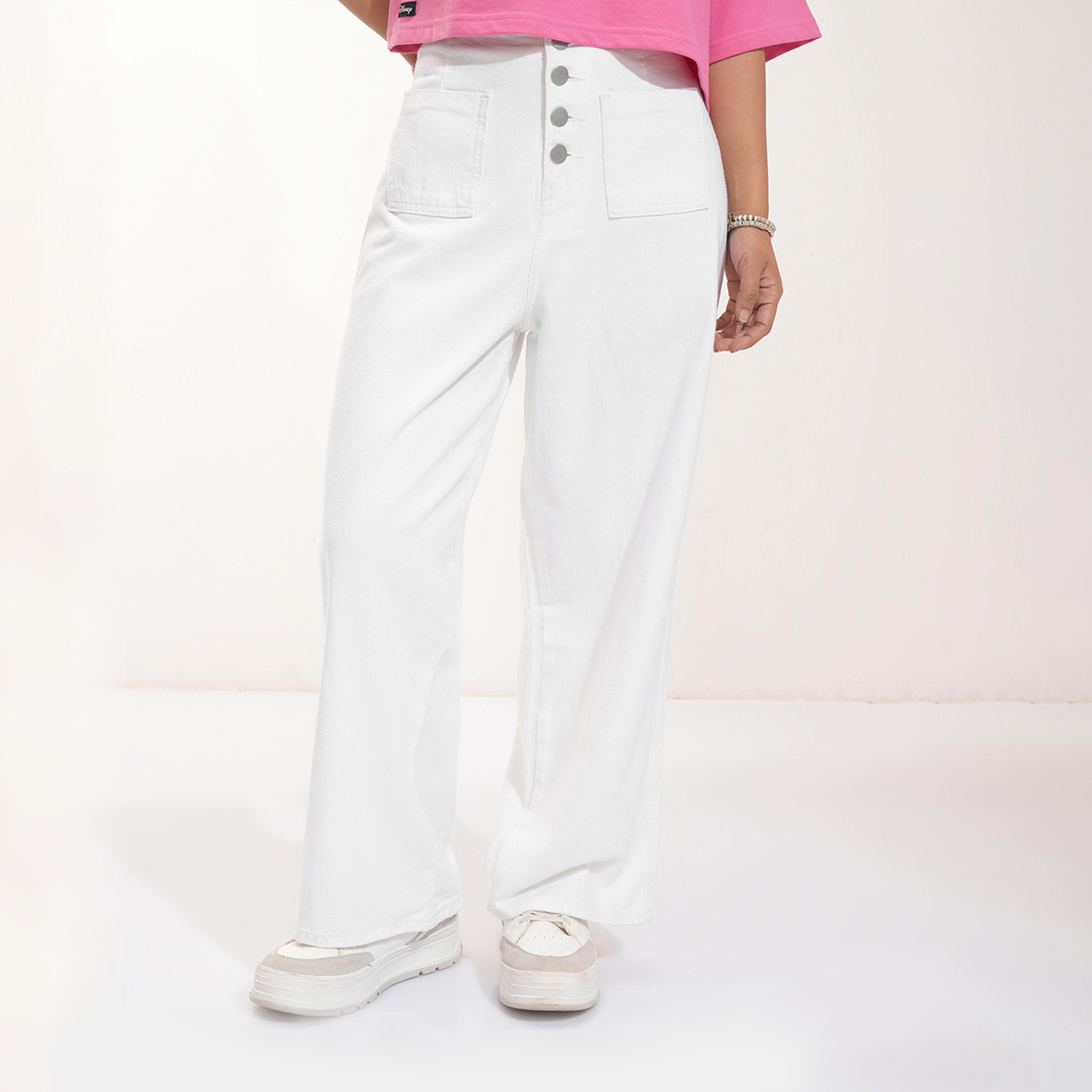 Tokyo Talkies X Styli Mid Rise Straight Fit Jeans with Buttons Detail-women-clothing-bottoms-jeans-image-1