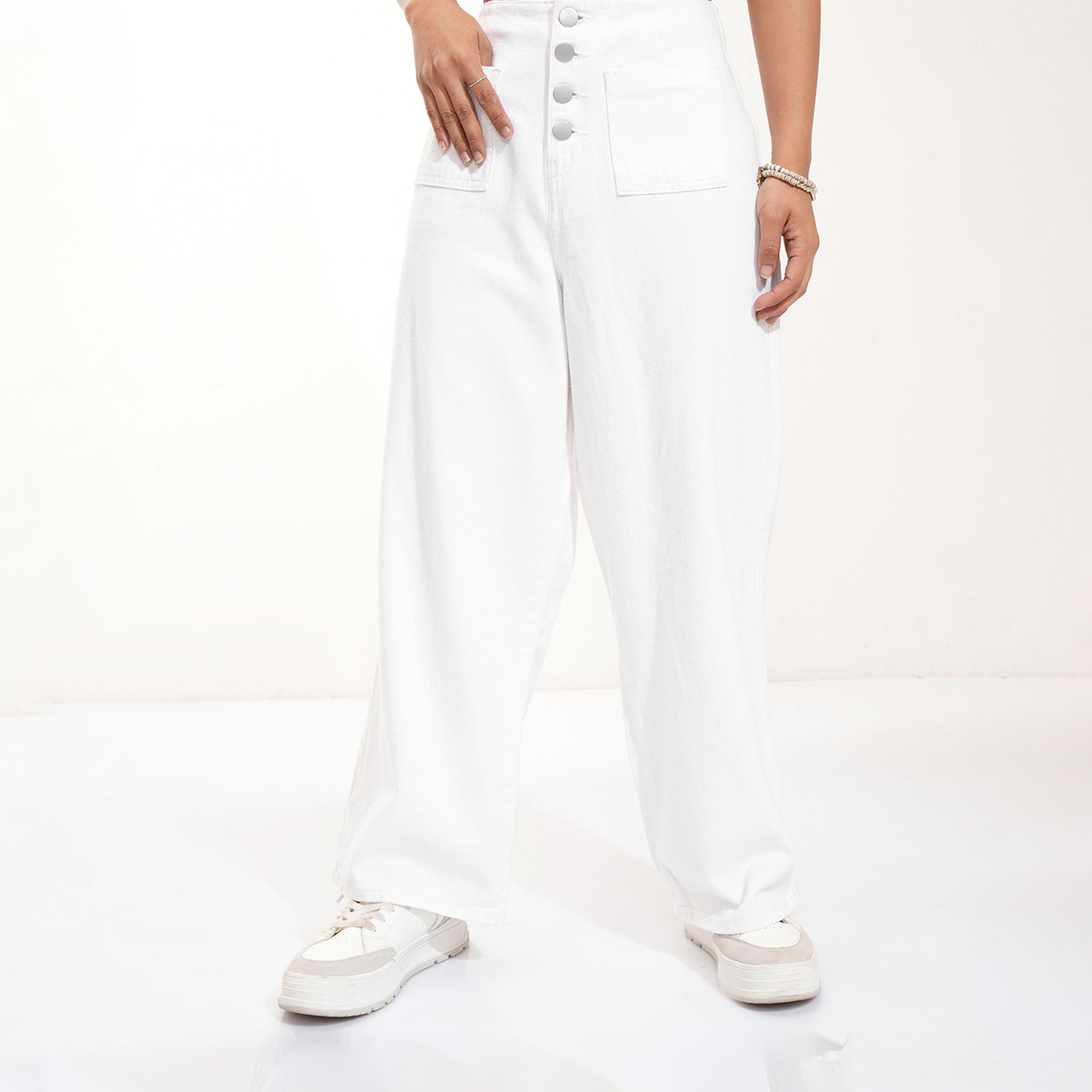 Tokyo Talkies X Styli Mid Rise Straight Fit Jeans with Buttons Detail-women-clothing-bottoms-jeans-image-3