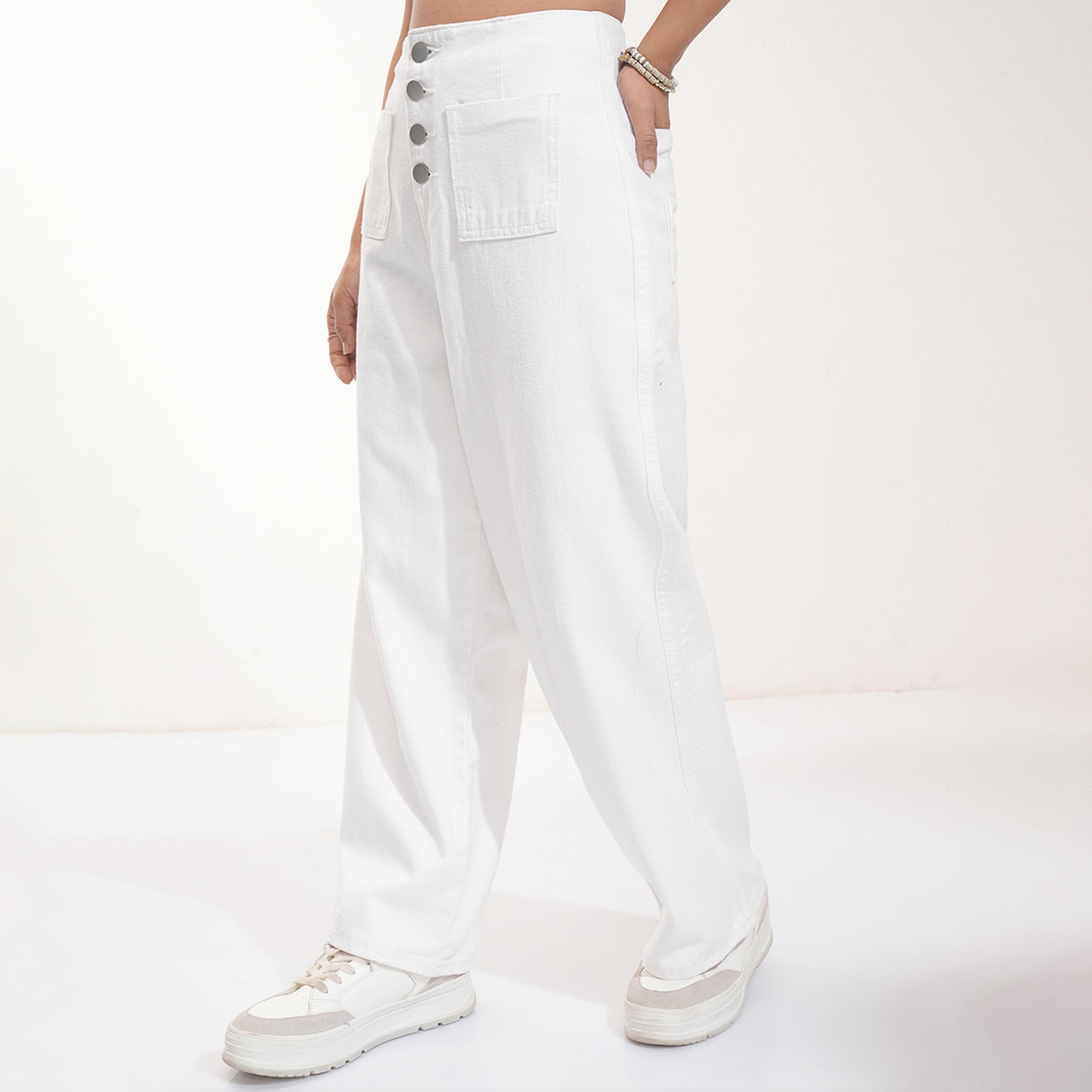 Tokyo Talkies X Styli Mid Rise Straight Fit Jeans with Buttons Detail-women-clothing-bottoms-jeans-image-4