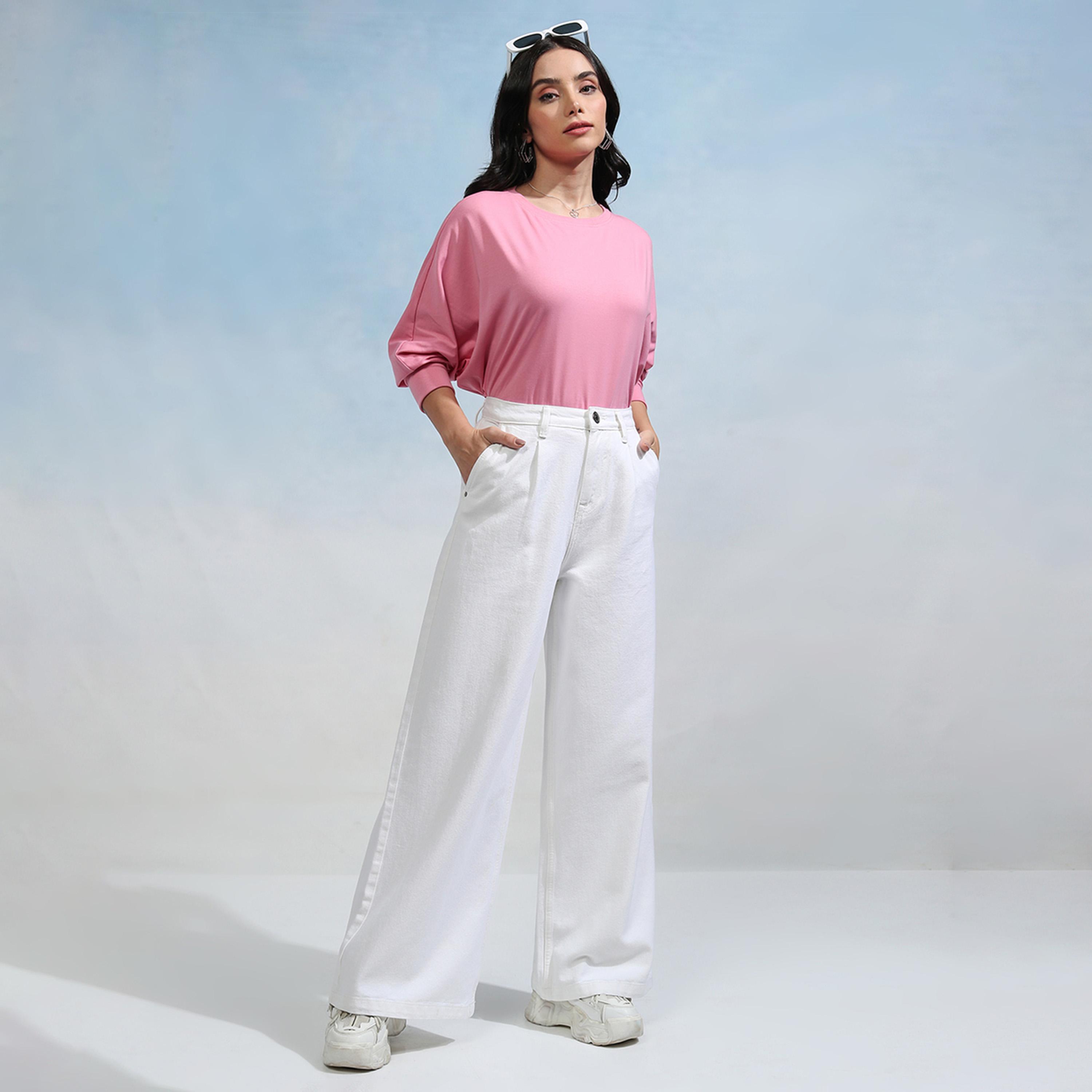 Tokyo Talkies X Styli Solid High Rise Wide Leg Jeans-women-clothing-bottoms-jeans-image-2