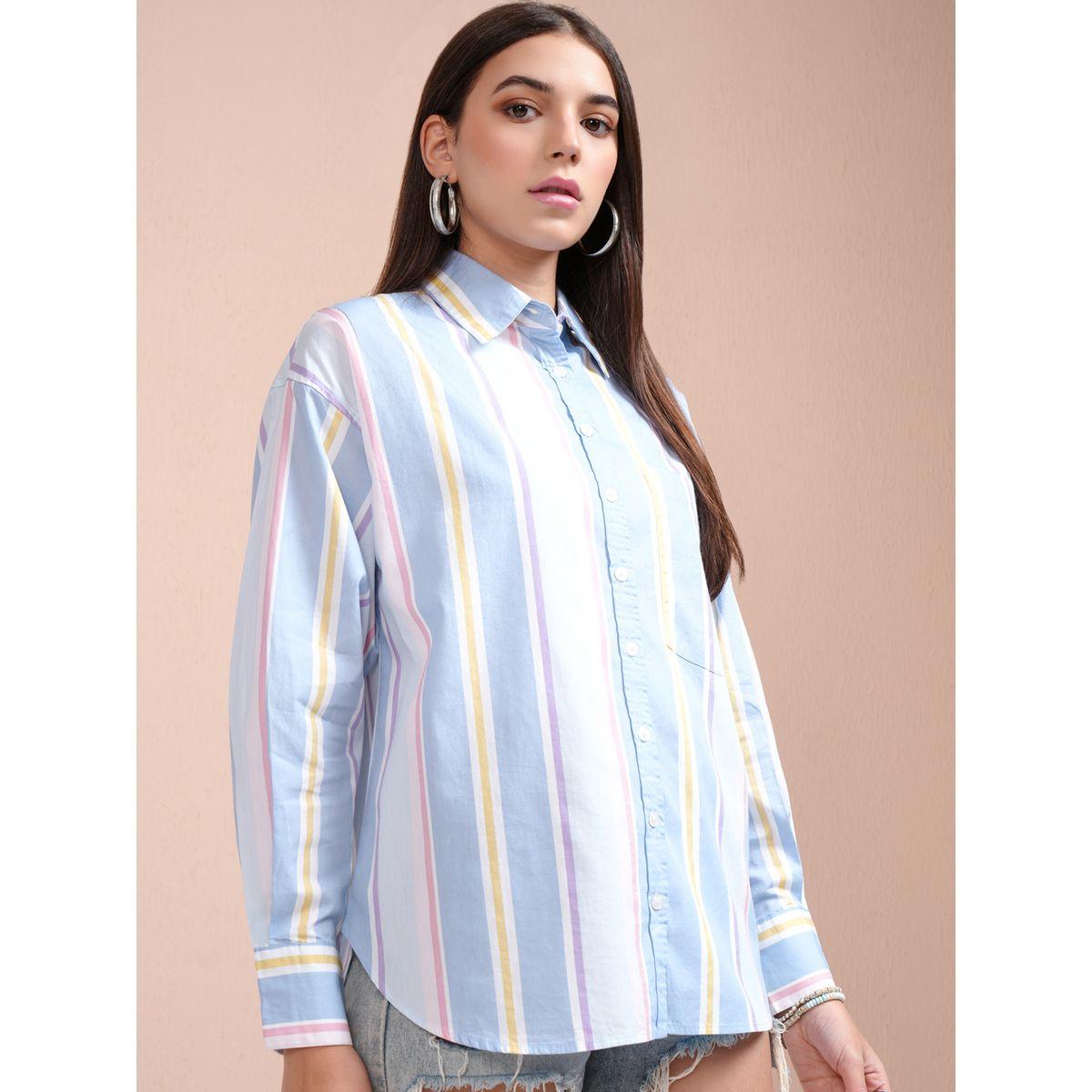 بلوزة طويلة كاجوال مخططة بأزرار غلق طوكيو توكيز × ستايلي-women-clothing-shirtsandblouses-shirts-image-6