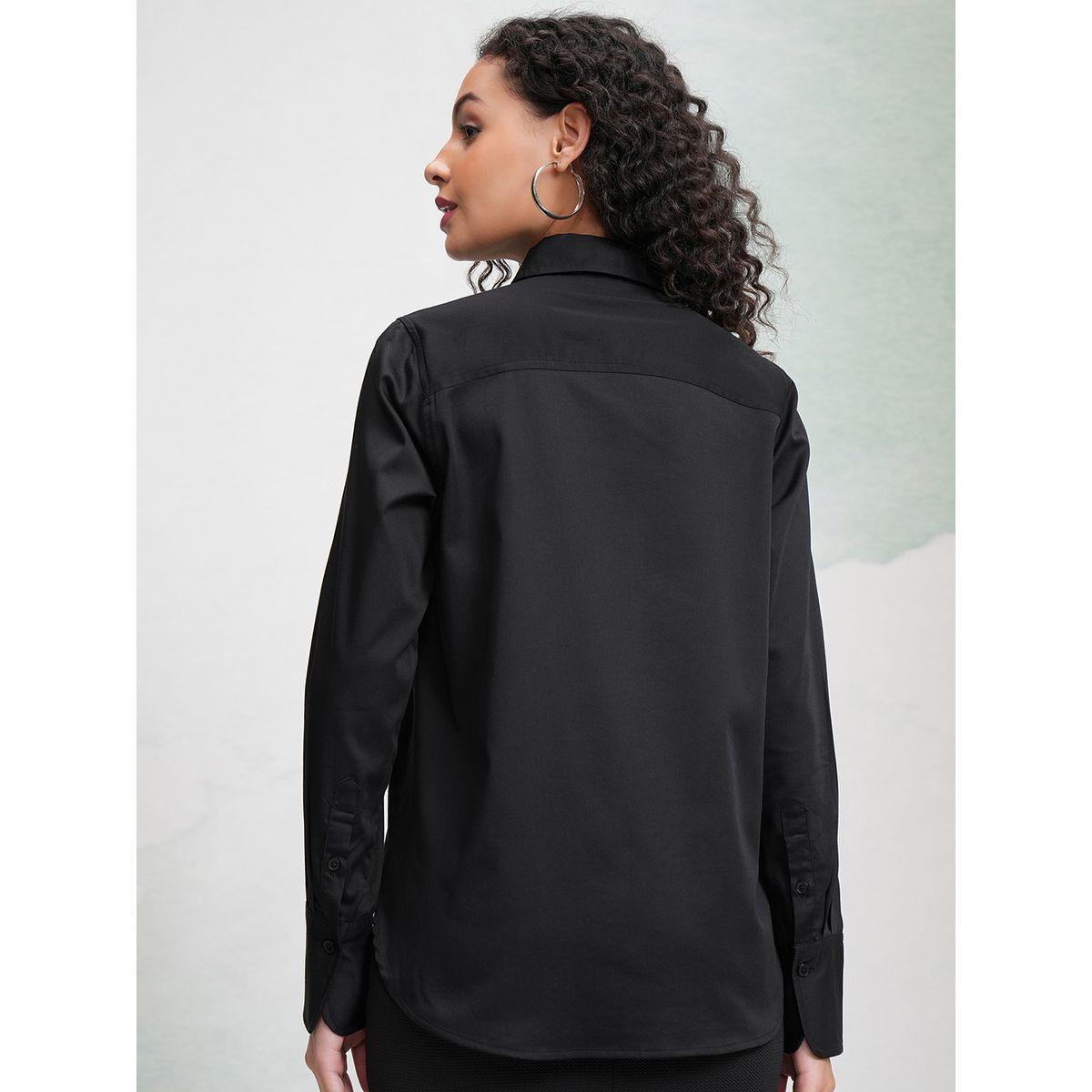 بلوزة قطن سادة بأكمام طويلة طوكيو توكيز × ستايلي-women-clothing-shirtsandblouses-shirts-image-3