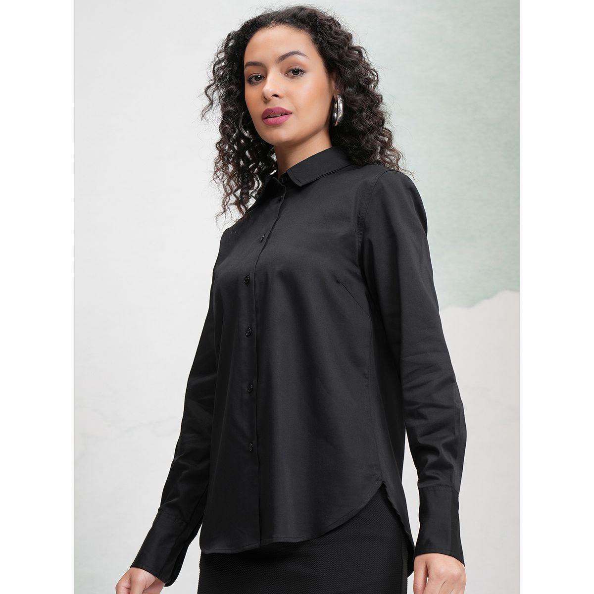 بلوزة قطن سادة بأكمام طويلة طوكيو توكيز × ستايلي-women-clothing-shirtsandblouses-shirts-image-4