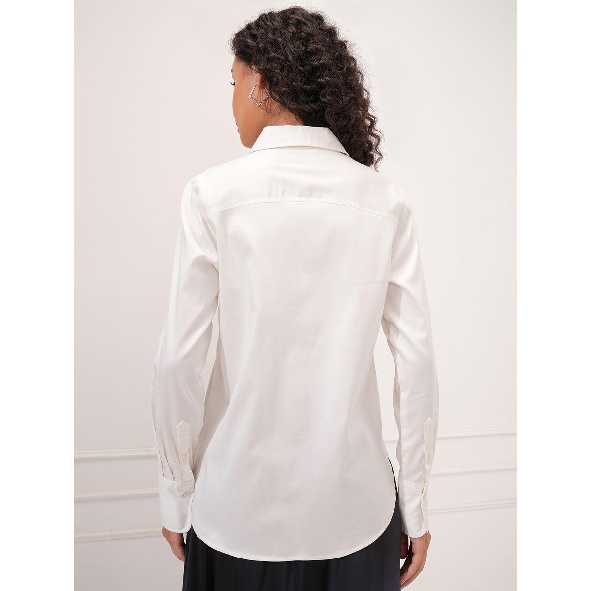 بلوزة قطن سادة بأكمام طويلة طوكيو توكيز × ستايلي-women-clothing-shirtsandblouses-shirts-image-3