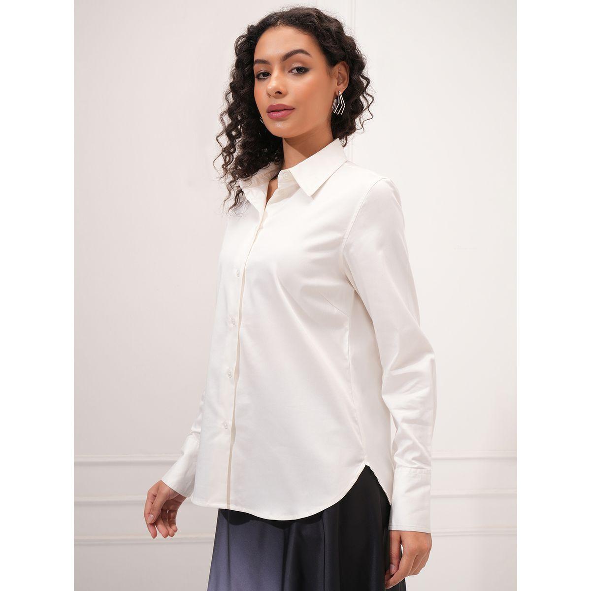 بلوزة قطن سادة بأكمام طويلة طوكيو توكيز × ستايلي-women-clothing-shirtsandblouses-shirts-image-4
