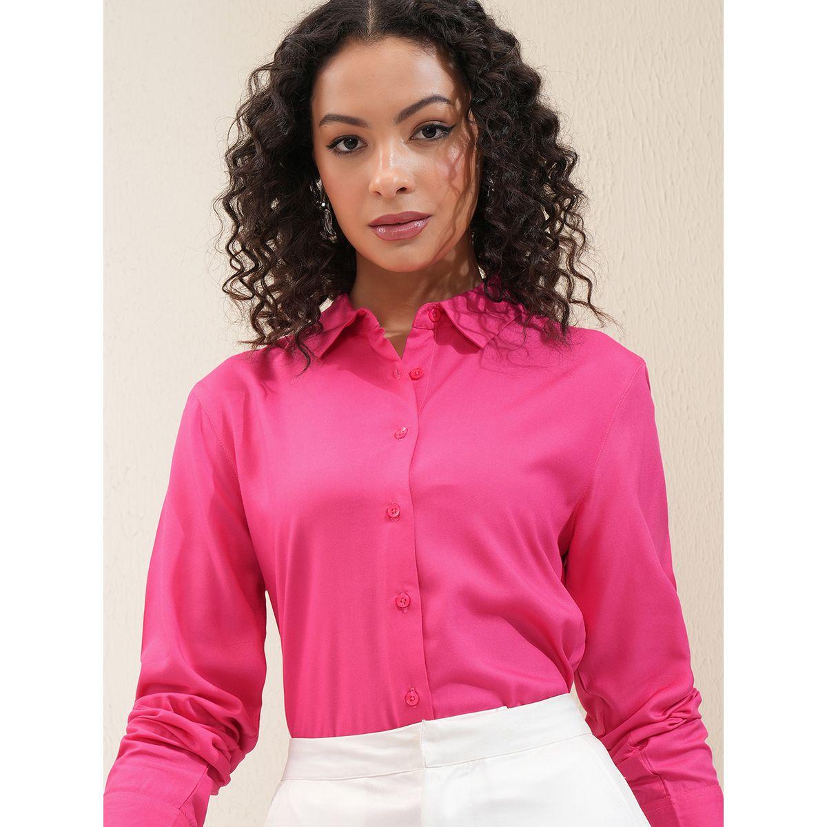 بلوزة سادة بقصة عادية وياقة سبريد طوكيو توكيز × ستايلي-women-clothing-shirtsandblouses-shirts-image-1