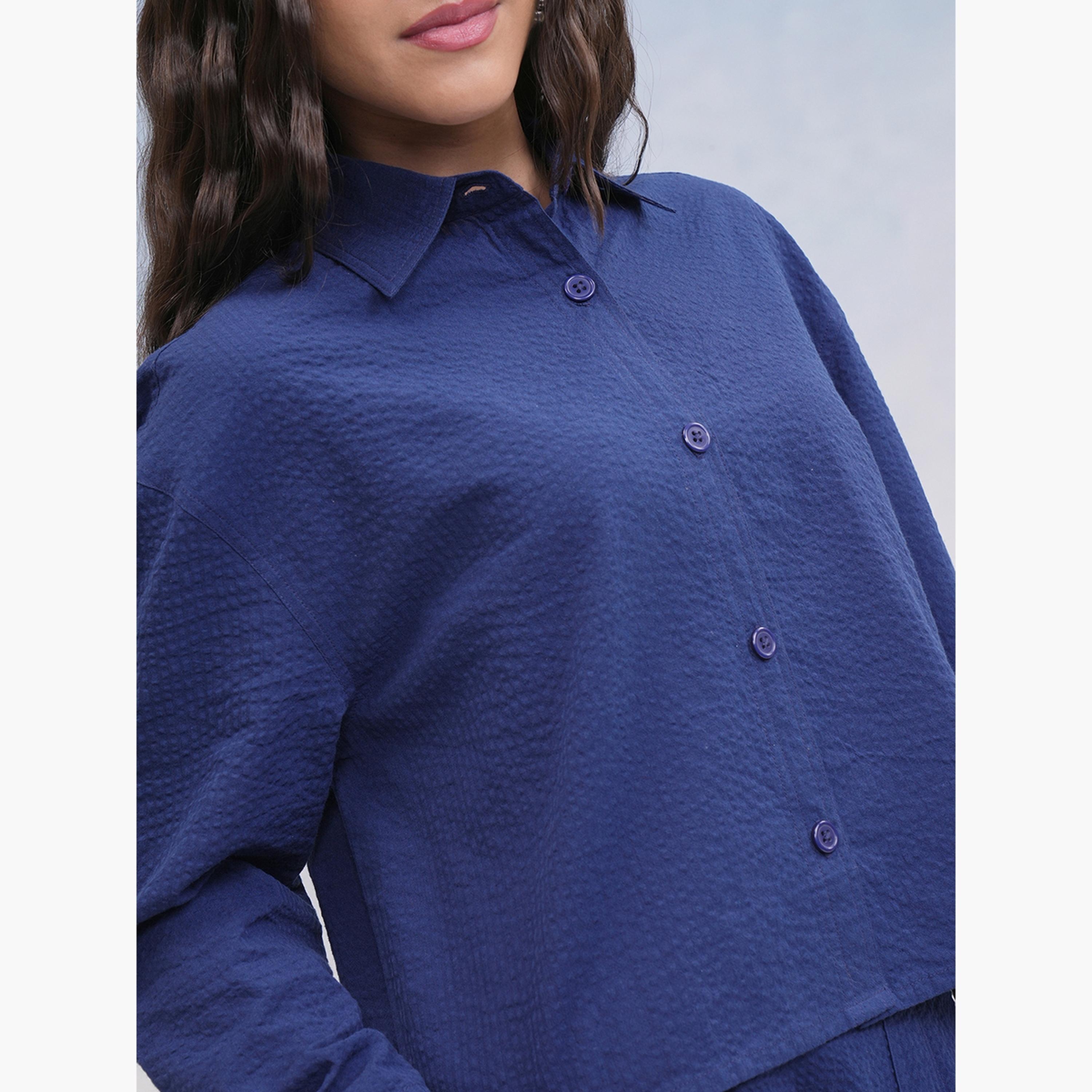 طوكيو توكيز ستايلي - قميص قطن بقصّة عادية وياقة واسعة-women-clothing-shirtsandblouses-shirts-image-6