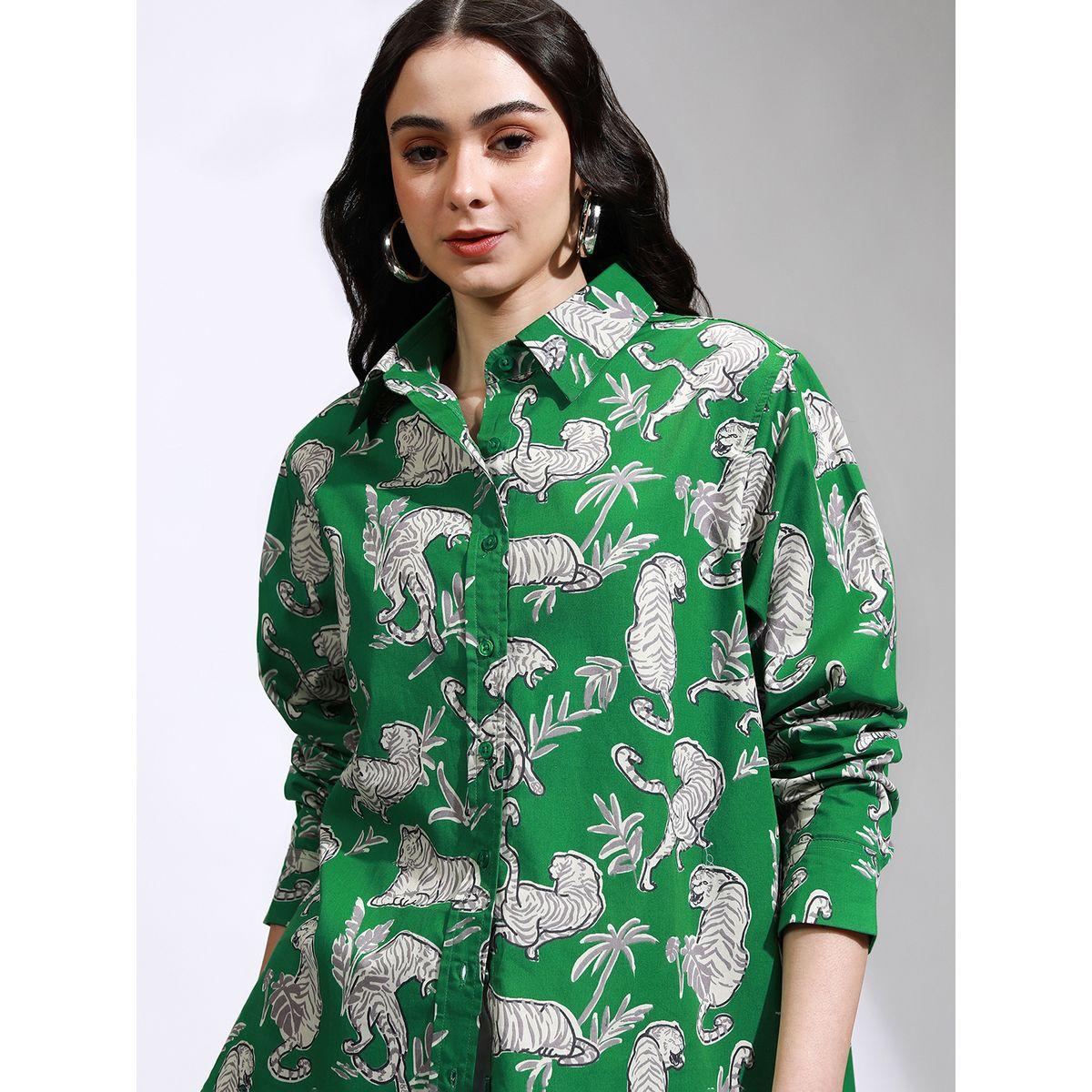 Animal Print Cutaway Collar Oversized Casual Shirt-women-clothing-shirtsandblouses-shirts-image-1