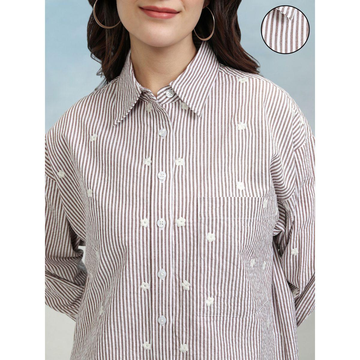 Embroidered Striped Casual Shirt with Pocket-women-clothing-shirtsandblouses-shirts-image-5