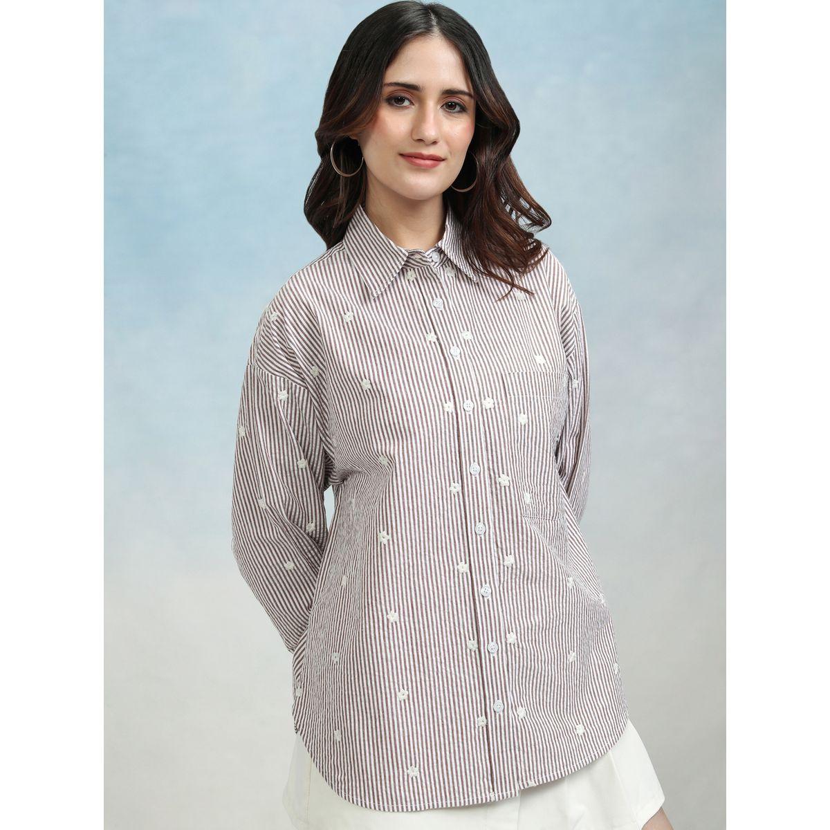 Embroidered Striped Casual Shirt with Pocket-women-clothing-shirtsandblouses-shirts-image-6