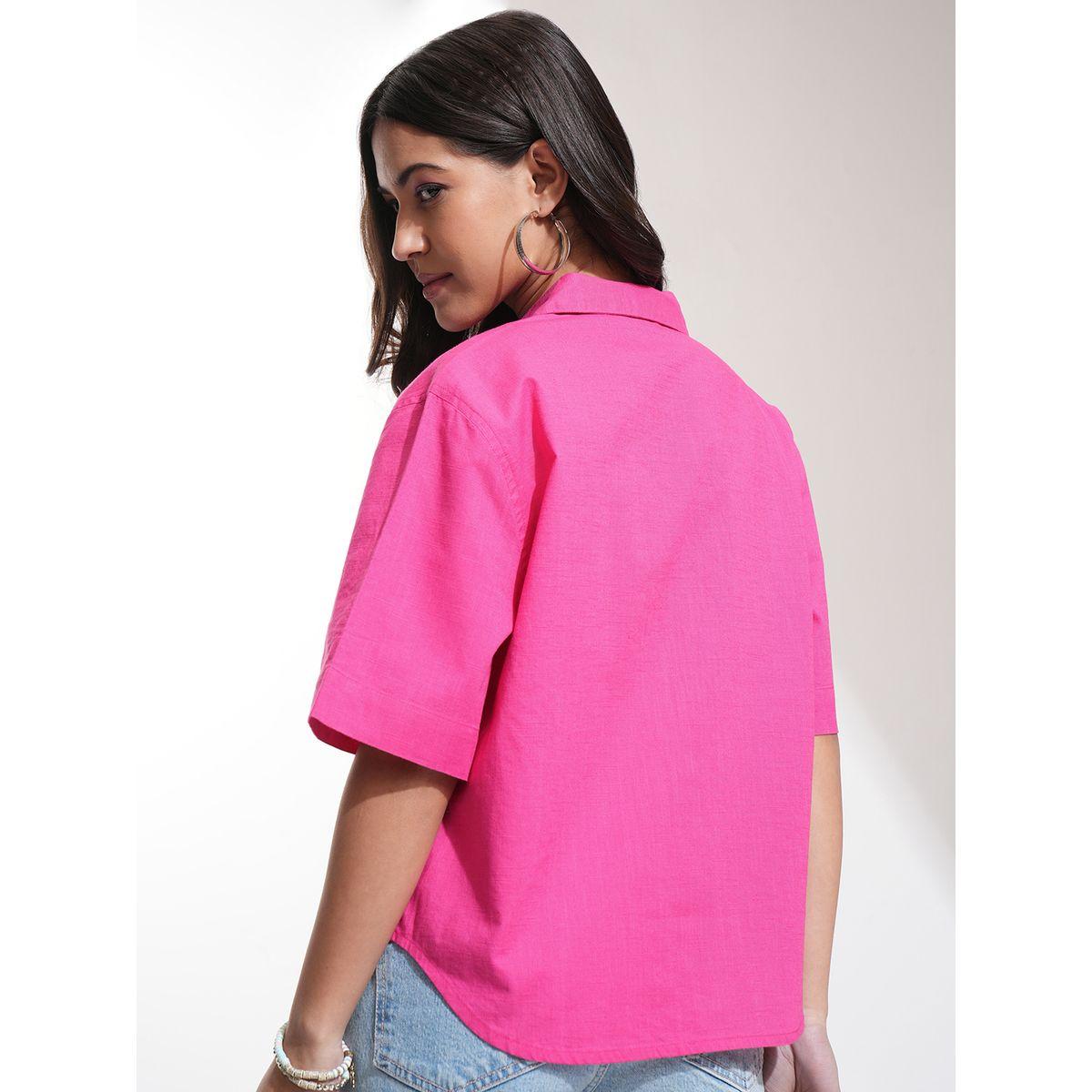 بلوزة سادة بقصة مريحة وياقة كوبان طوكيو توكيز × ستايلي-women-clothing-shirtsandblouses-shirts-image-3