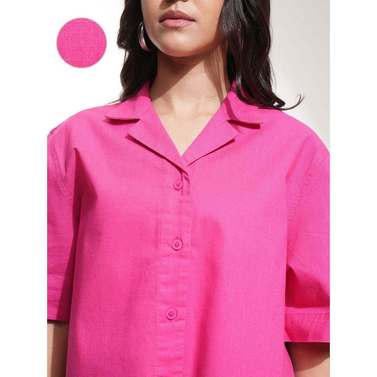 Tokyo Talkies X Styli Solid Cuban Collar Relaxed Fit Casual Shirt-women-clothing-shirtsandblouses-shirts-image-5