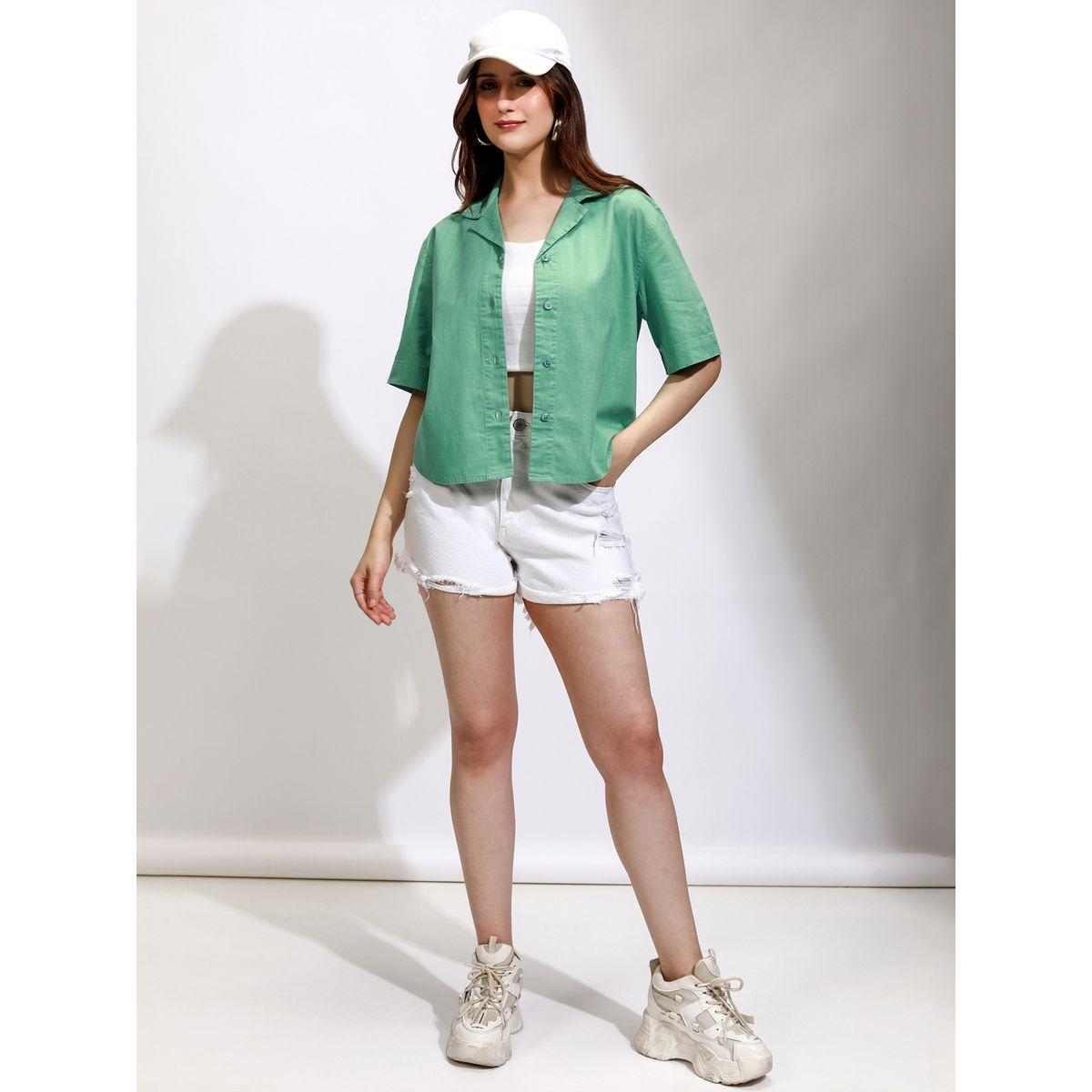 بلوزة سادة كاجوال بياقة كوبان طوكيو توكيز × ستايلي-women-clothing-shirtsandblouses-shirts-image-2