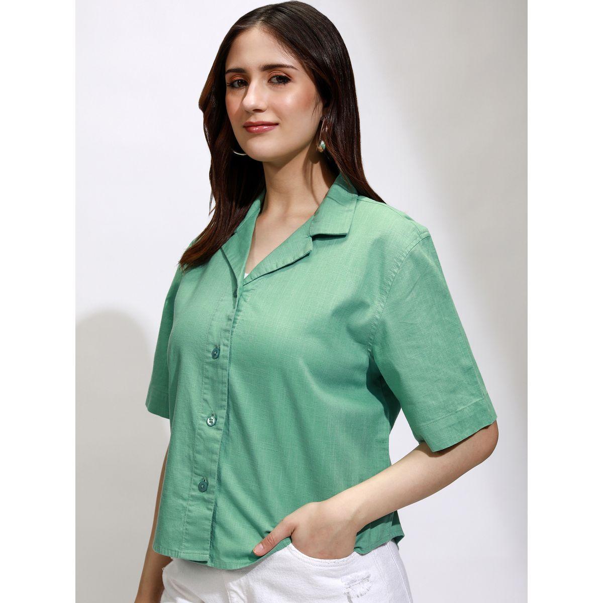 بلوزة سادة كاجوال بياقة كوبان طوكيو توكيز × ستايلي-women-clothing-shirtsandblouses-shirts-image-4