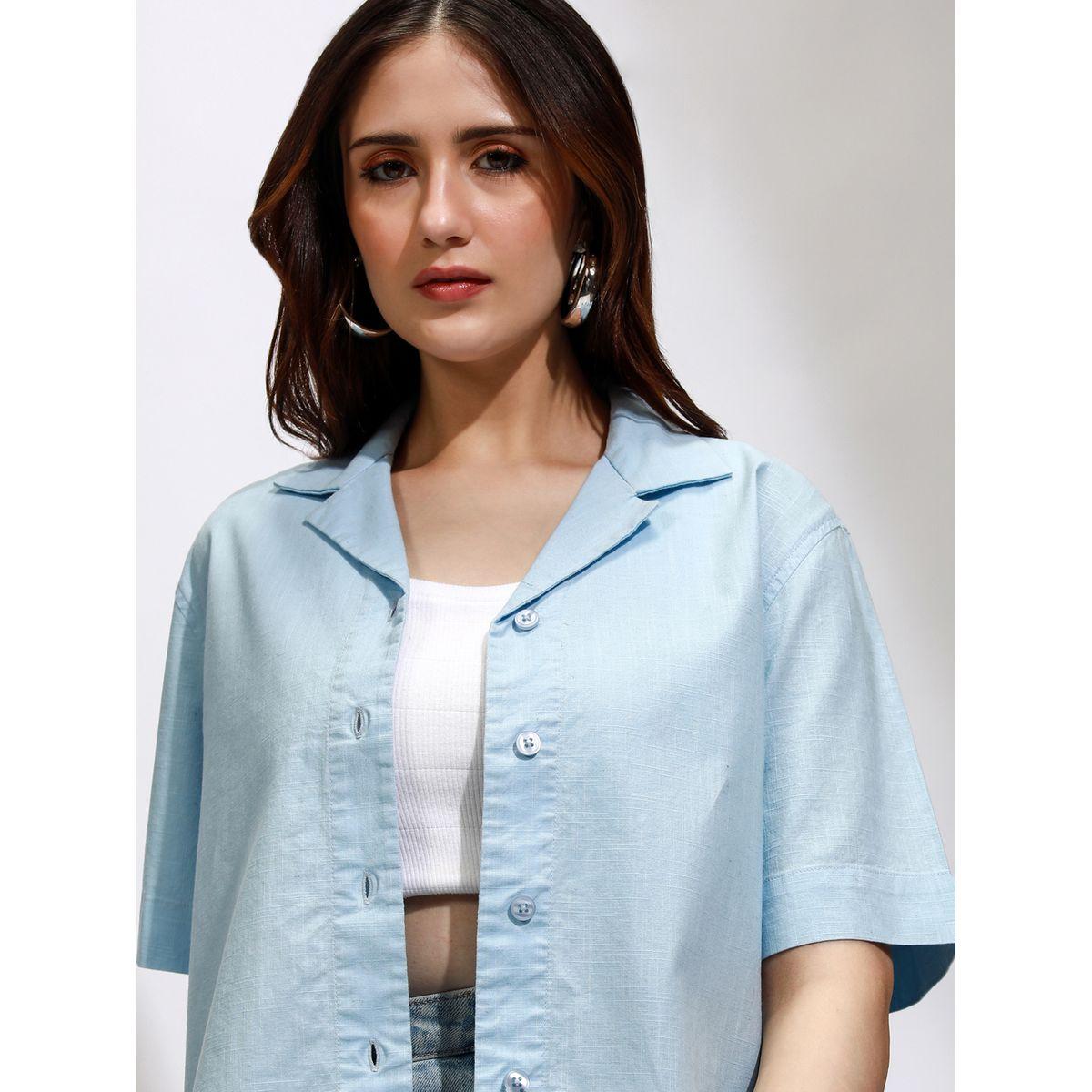 بلوزة سادة كاجوال بياقة كوبان طوكيو توكيز × ستايلي-women-clothing-shirtsandblouses-shirts-image-1