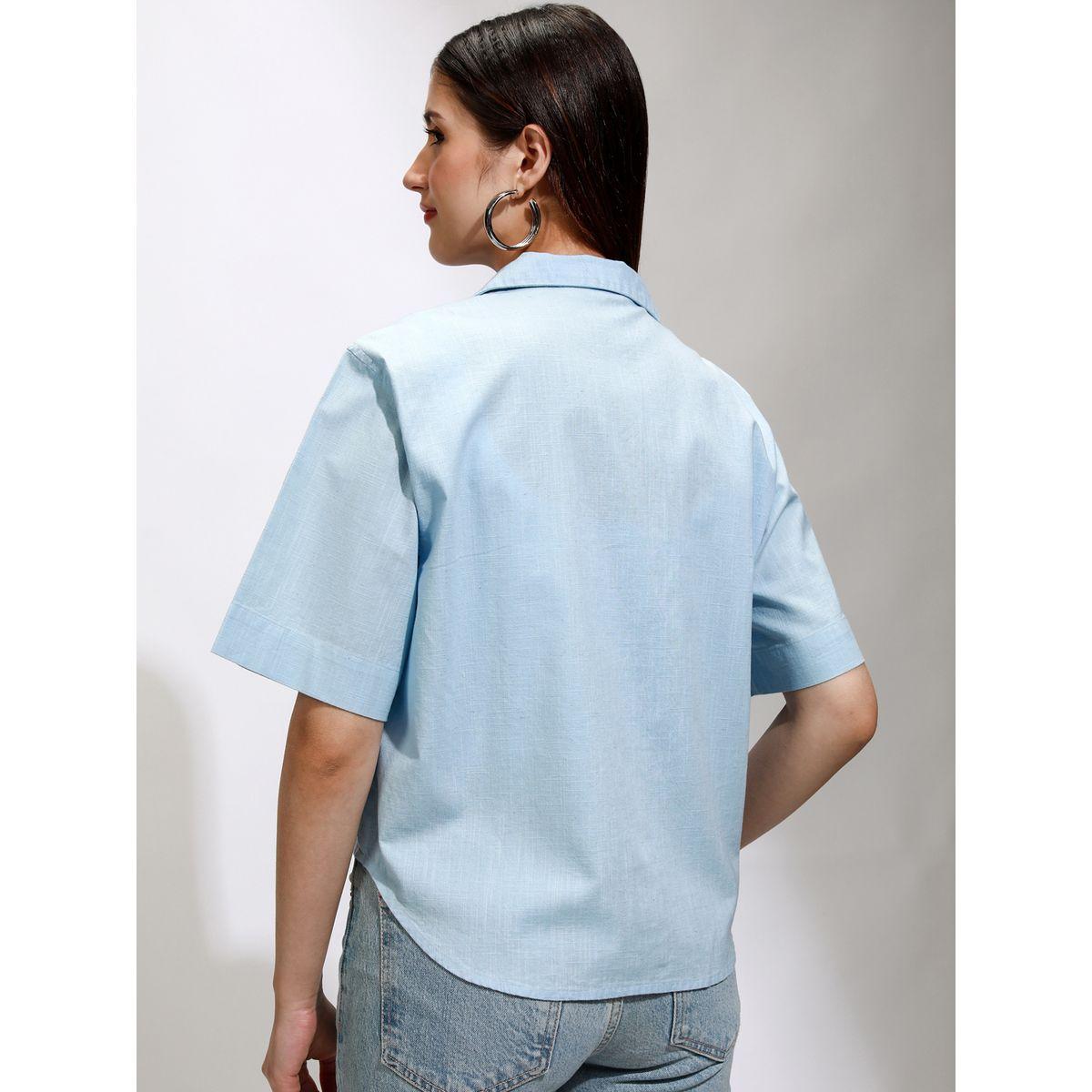 بلوزة سادة كاجوال بياقة كوبان طوكيو توكيز × ستايلي-women-clothing-shirtsandblouses-shirts-image-3