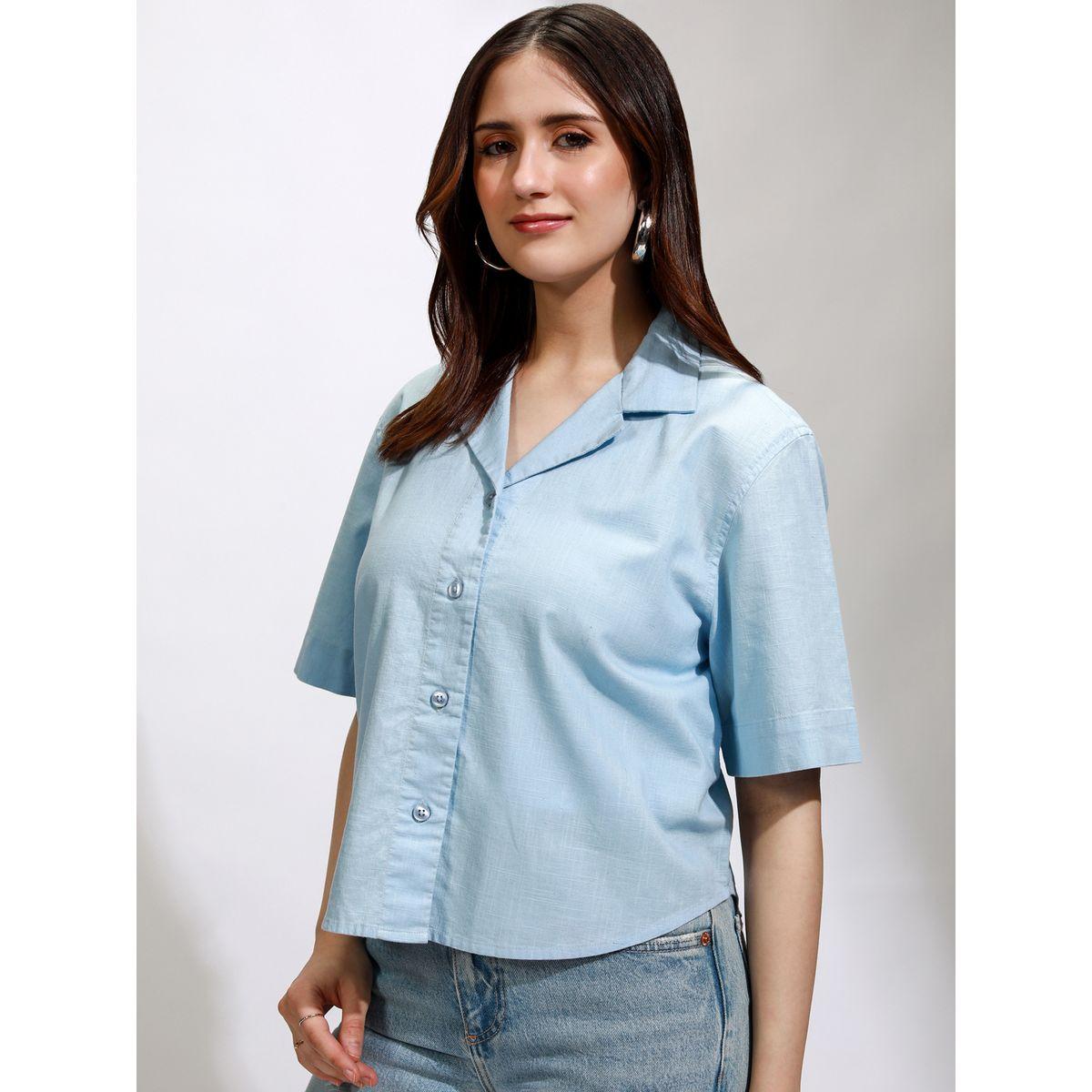 بلوزة سادة كاجوال بياقة كوبان طوكيو توكيز × ستايلي-women-clothing-shirtsandblouses-shirts-image-4