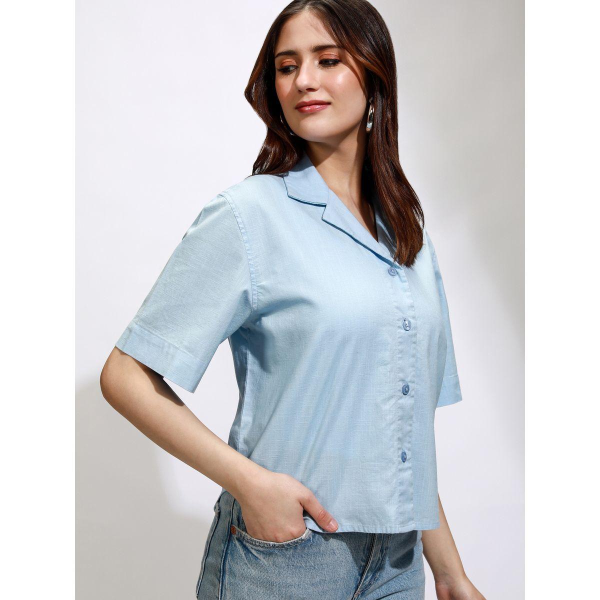 بلوزة سادة كاجوال بياقة كوبان طوكيو توكيز × ستايلي-women-clothing-shirtsandblouses-shirts-image-6