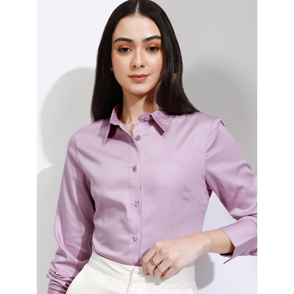Tokyo Talkies X Styli Solid Buttoned Regular Fit Shirt-women-clothing-shirtsandblouses-shirts-image-1