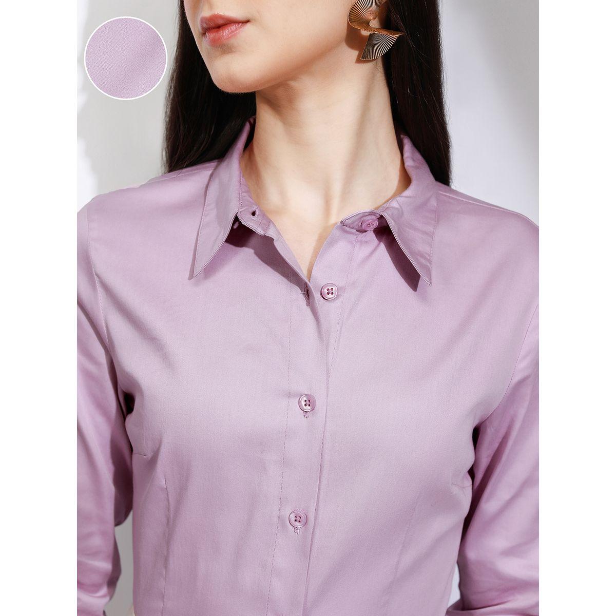 Tokyo Talkies X Styli Solid Buttoned Regular Fit Shirt-women-clothing-shirtsandblouses-shirts-image-5