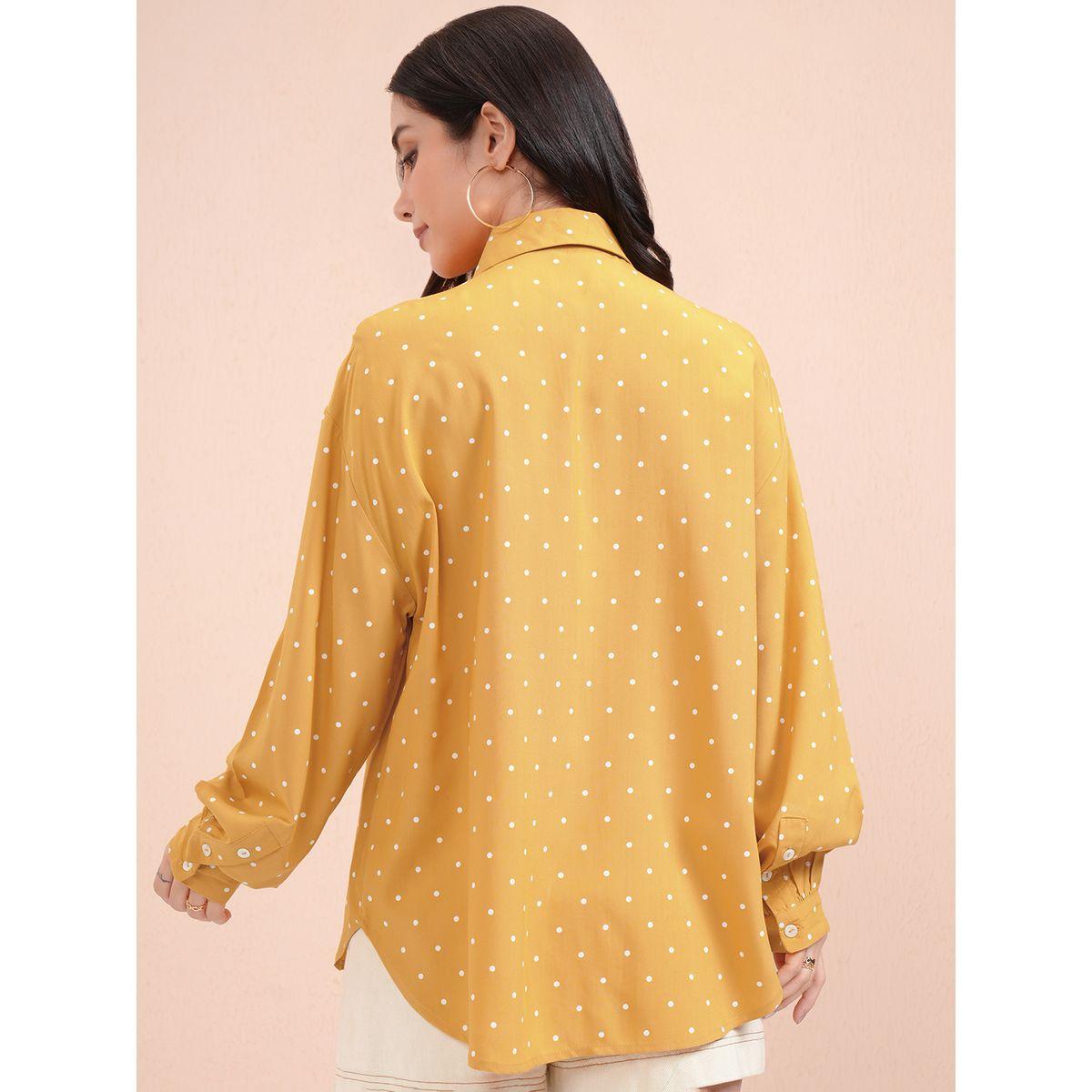 Tokyo Talkies X Styli Cutaway Collar Micro Polka Dot Print Casual Shirt-women-clothing-shirtsandblouses-shirts-image-3