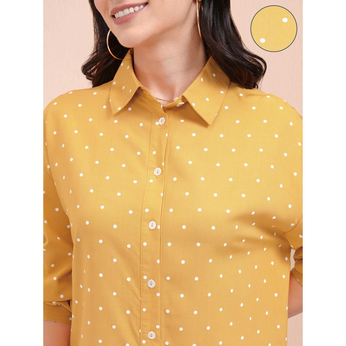 Tokyo Talkies X Styli Cutaway Collar Micro Polka Dot Print Casual Shirt-women-clothing-shirtsandblouses-shirts-image-5