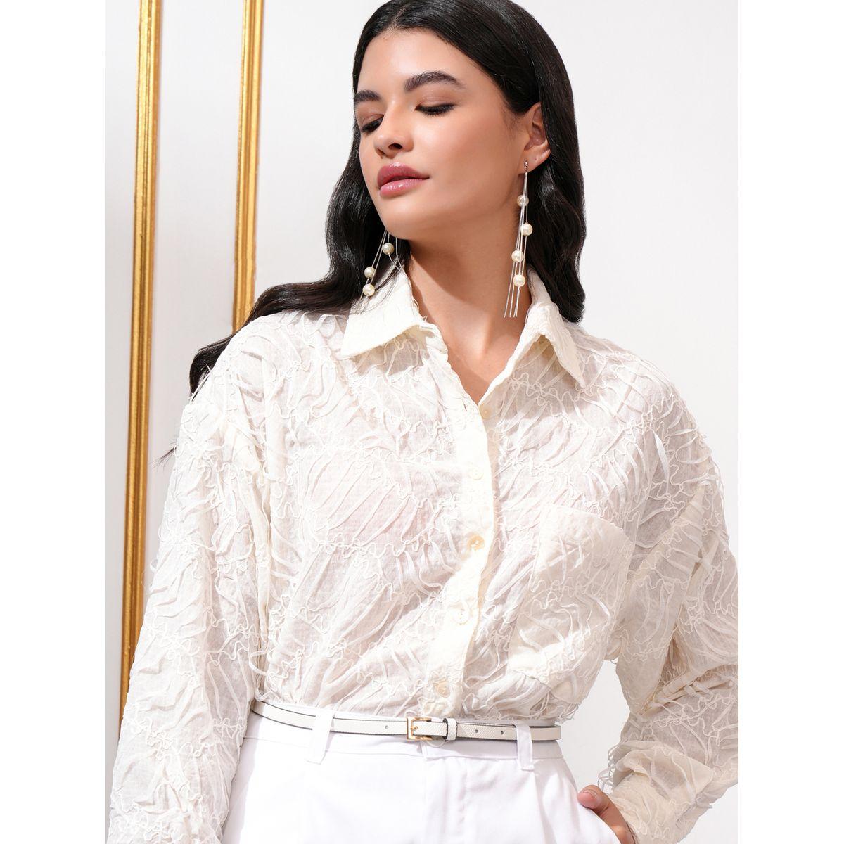 Tokyo Talkies X Styli Textured Regular Fit Self Design Collared Shirt-women-clothing-shirtsandblouses-shirts-image-1
