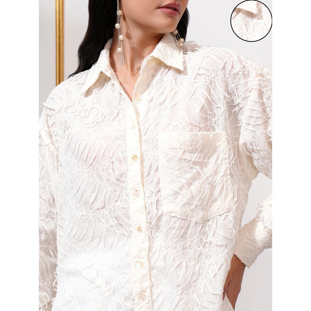 Tokyo Talkies X Styli Textured Regular Fit Self Design Collared Shirt-women-clothing-shirtsandblouses-shirts-image-5