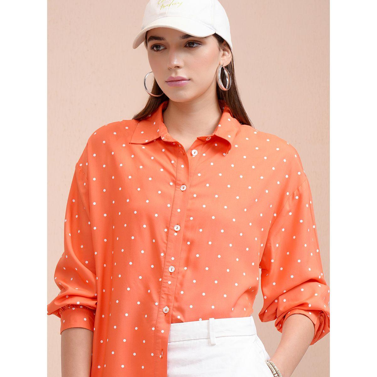 Tokyo Talkies X Styli Polka Dot Printed Oversized Shirt-women-clothing-shirtsandblouses-shirts-image-1