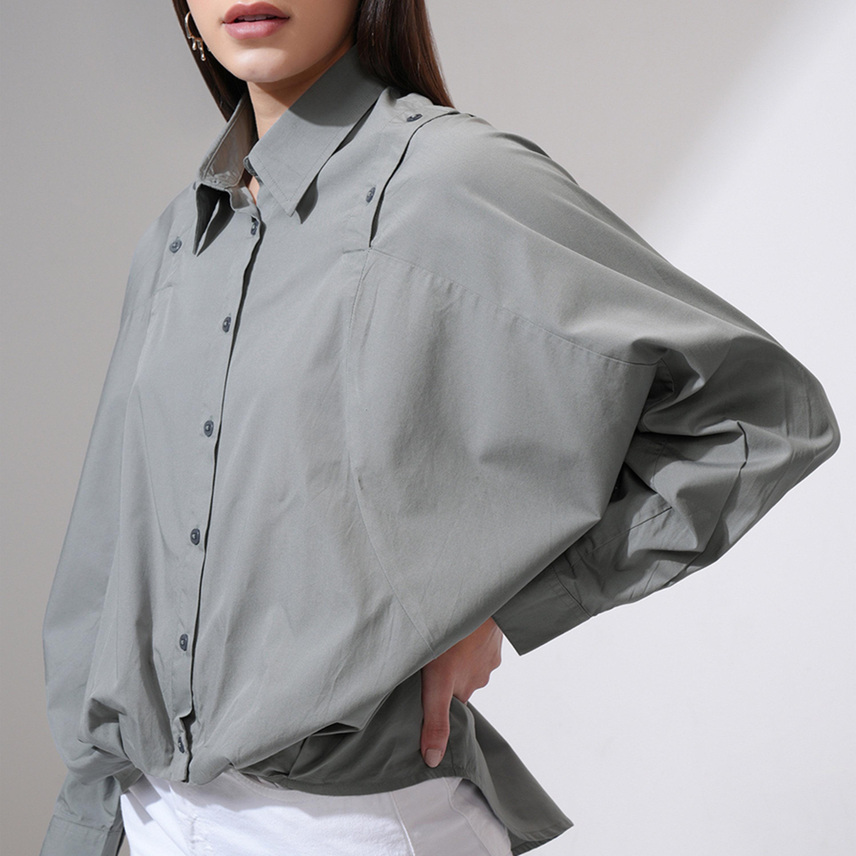 طوكيو توكيز ستايلي - قميص بقصّة عادية وأكمام واسعة وياقة-women-clothing-shirtsandblouses-shirts-image-4