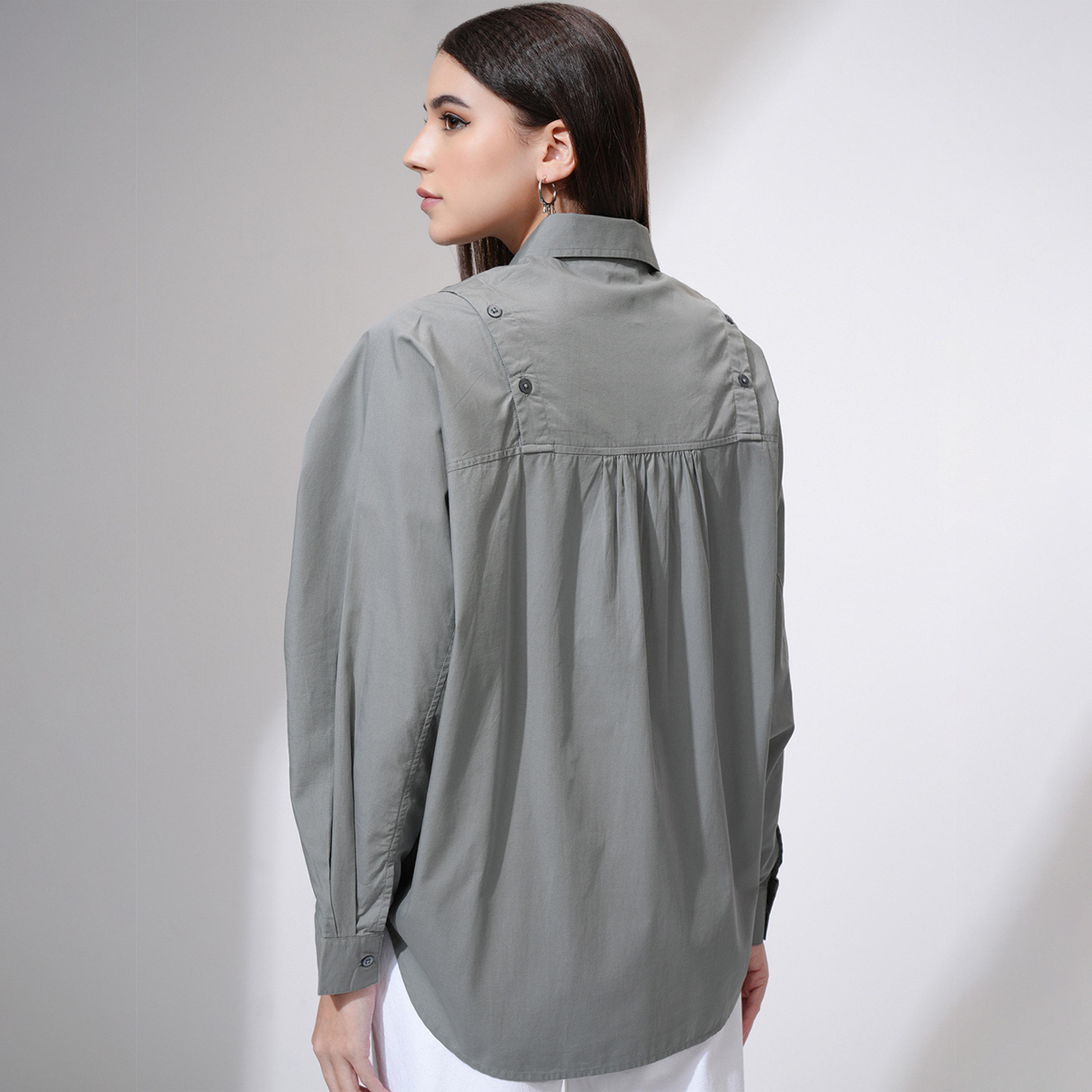 طوكيو توكيز ستايلي - قميص بقصّة عادية وأكمام واسعة وياقة-women-clothing-shirtsandblouses-shirts-image-5