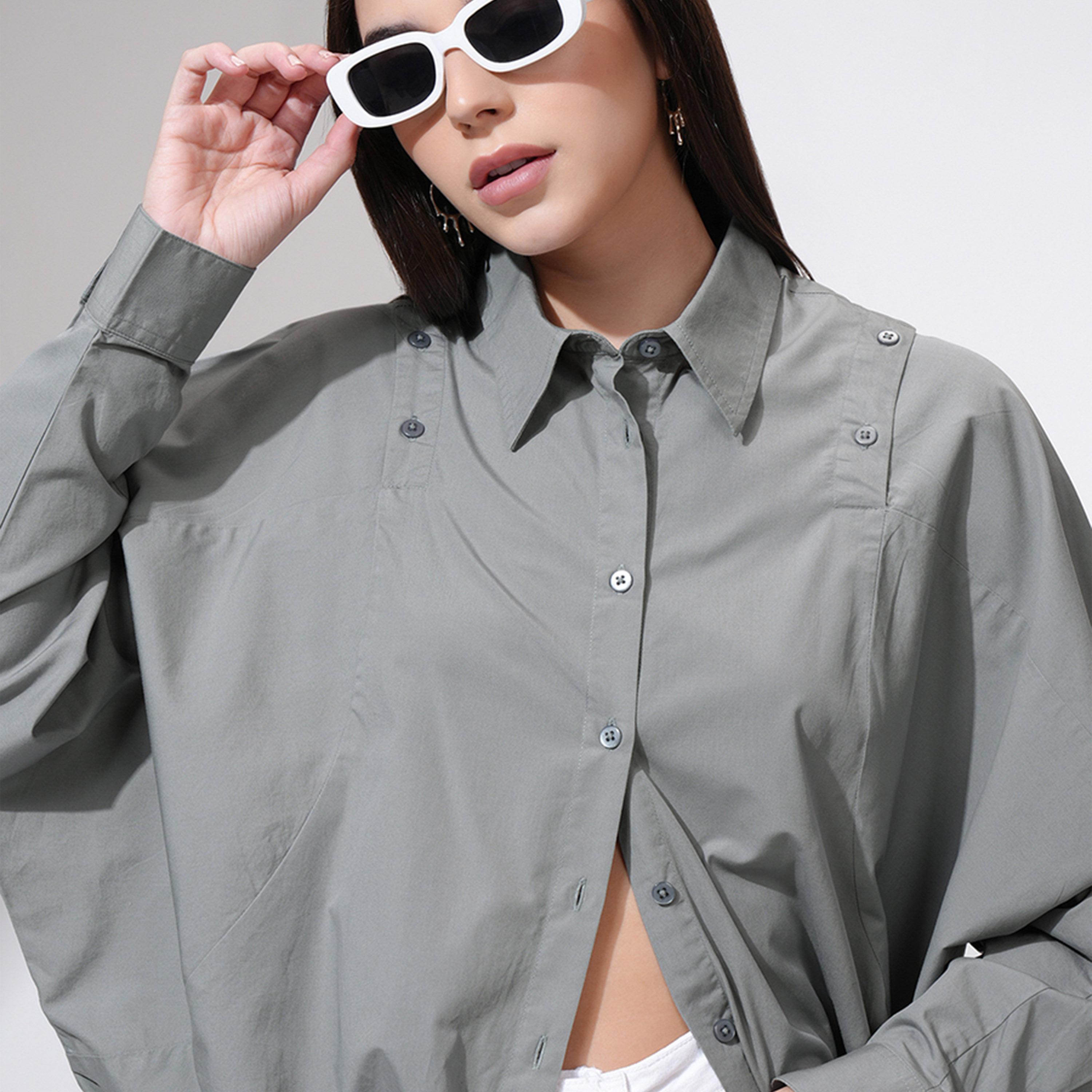 Tokyo Talkies X Styli Regular Fit Batwing Sleeve Collared Shirt-women-clothing-shirtsandblouses-shirts-image-6