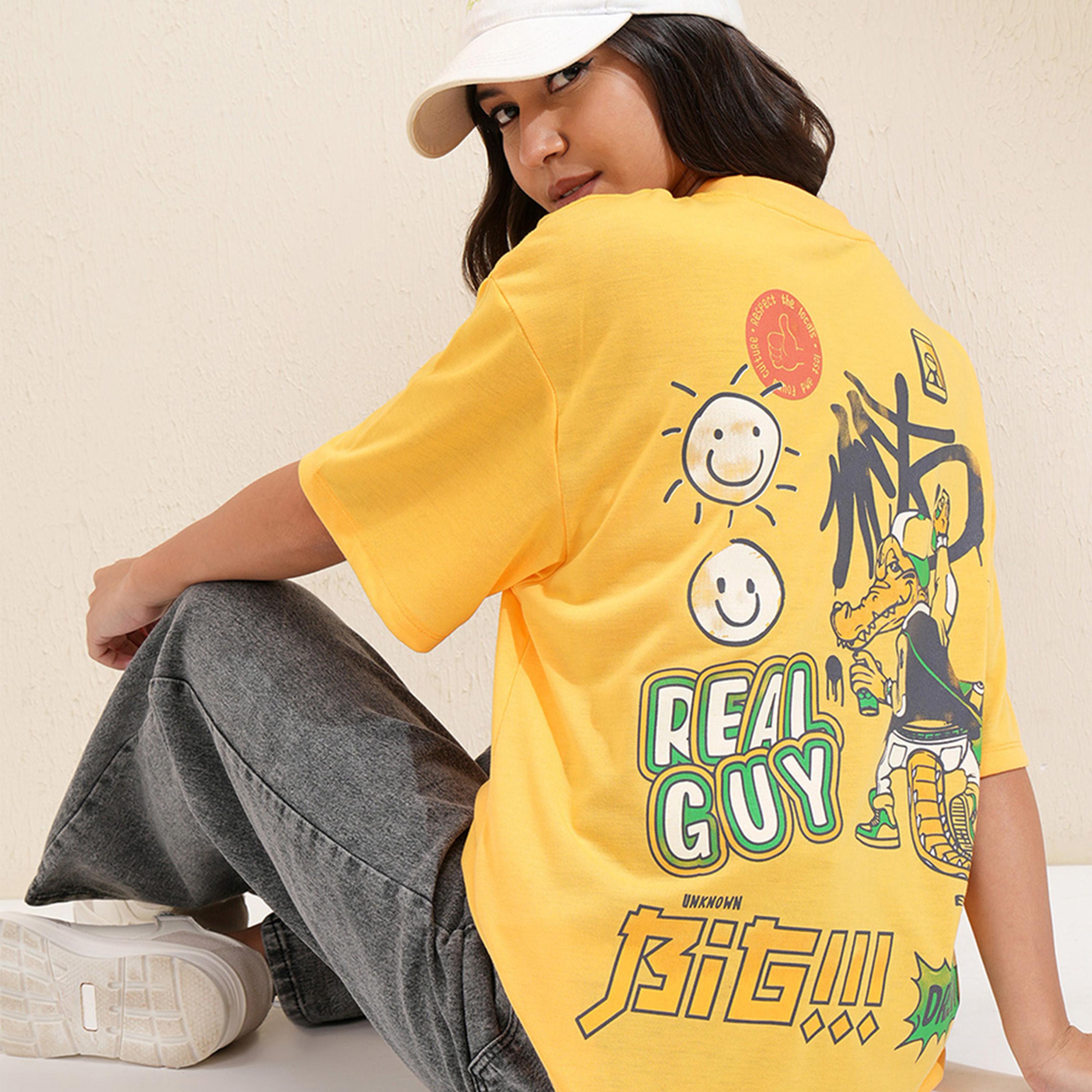 طوكيو توكيز ستايلي - تي شيرت كبير الحجم برقبة دائرية وطبعة جرافيكية-women-clothing-tshirts-image-4
