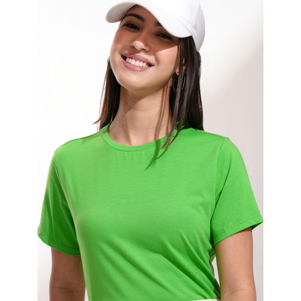 Solid Round Neck Slim Fit T-Shirt-women-clothing-tshirts-image-1
