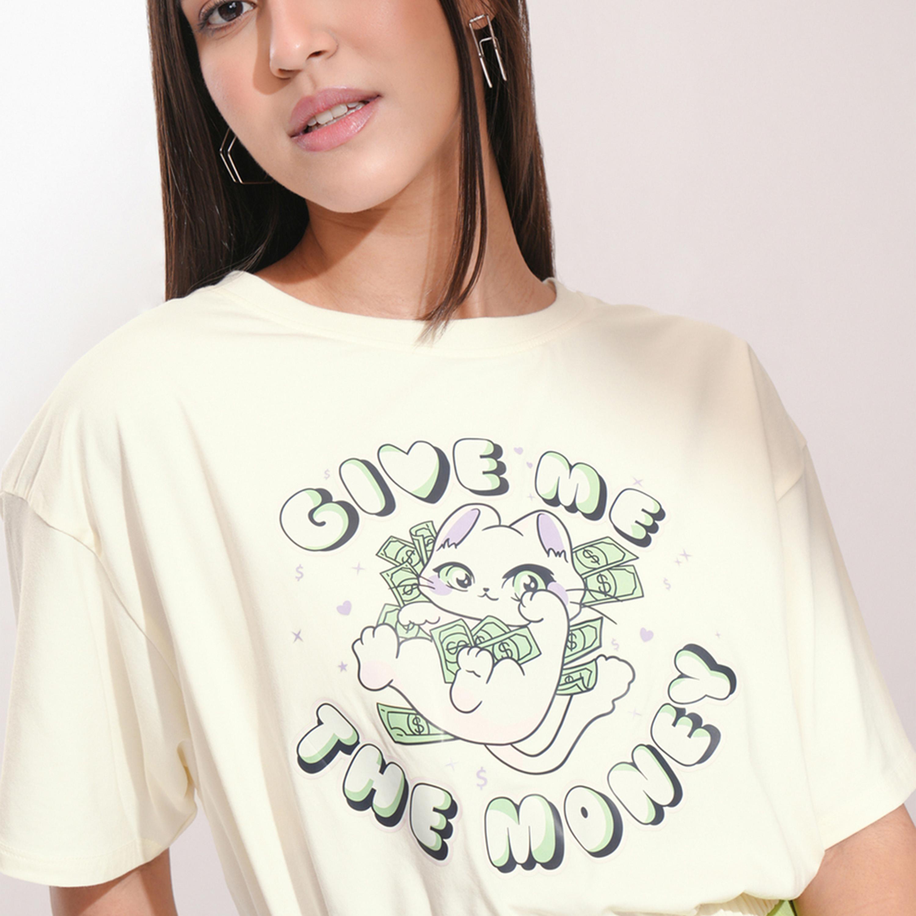 طوكيو توكيز ستايلي - تي شيرت مربع من القطن بياقة دائرية وطبعة جرافيكية-women-clothing-tshirts-image-6