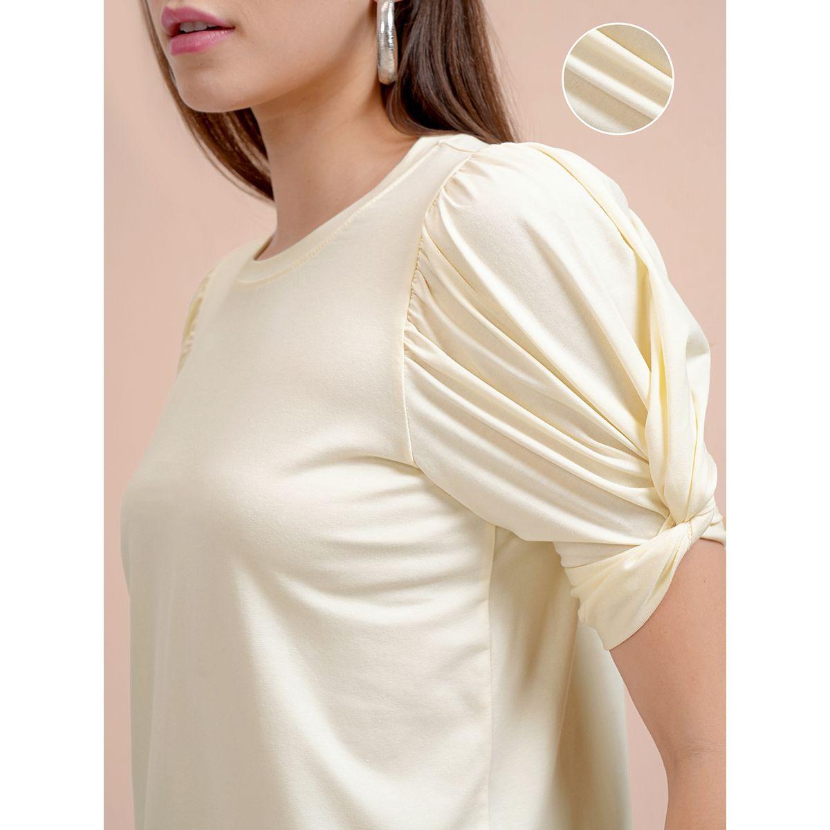 Solid Puff Sleeves Slim Fit T-Shirt-women-clothing-tshirts-image-5