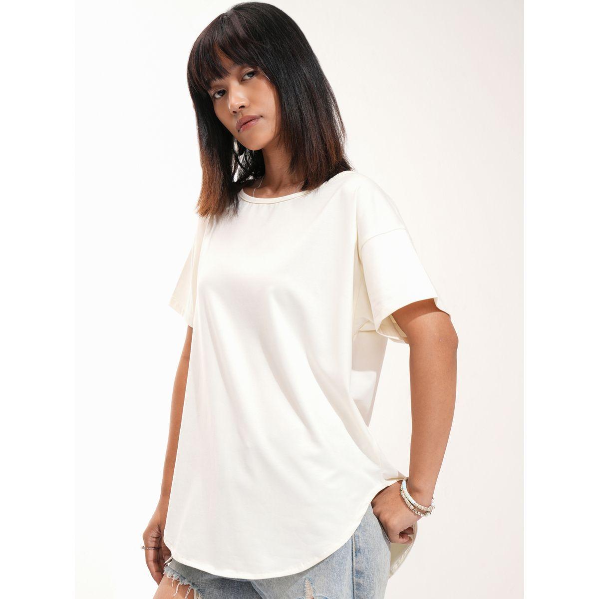 Solid Regular Fit T-Shirt with Dropped Shoulder-women-clothing-tshirts-image-4